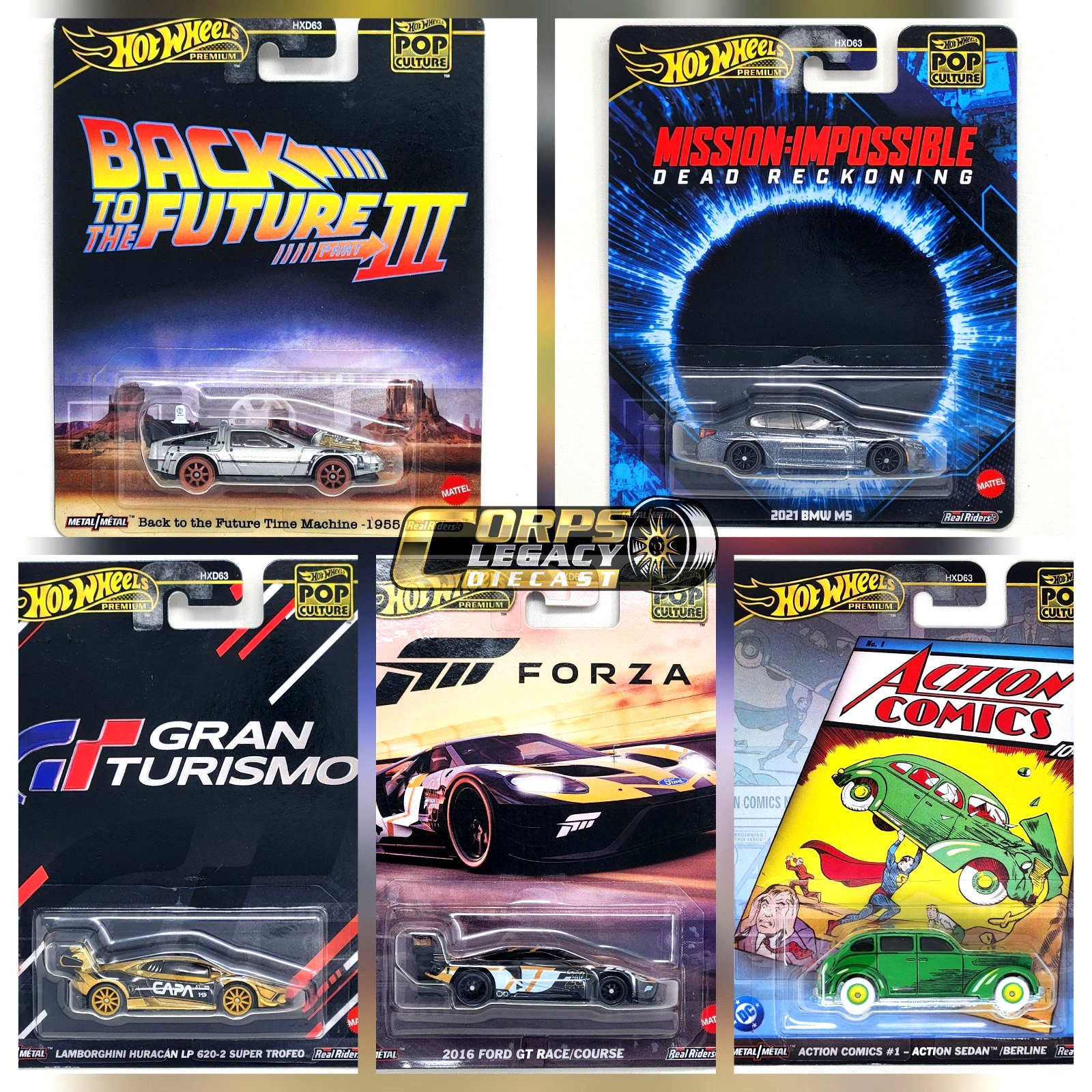 Hot Wheels Premium Pop Culture 2025 L Case – 5 Cars Set