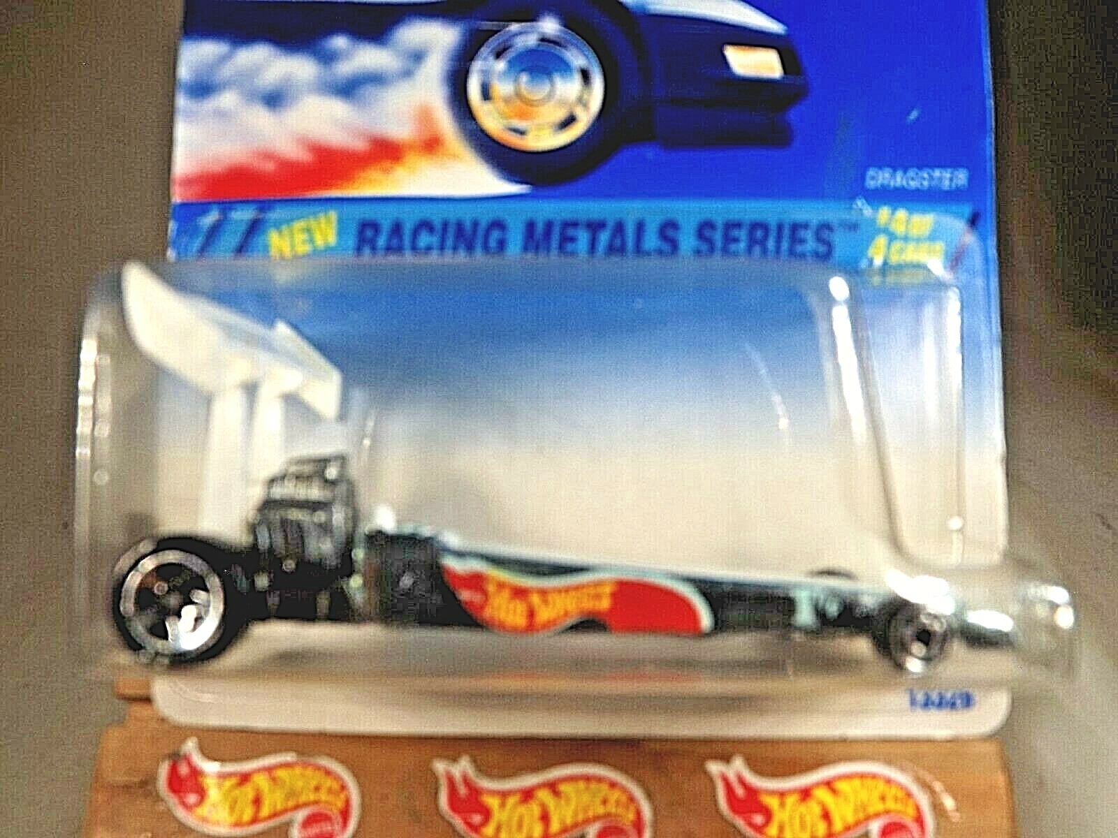 1995 Hot Wheels #340 Racing Metals Series 4/4 DRAGSTER Chrome White-Wing w5-MWSp