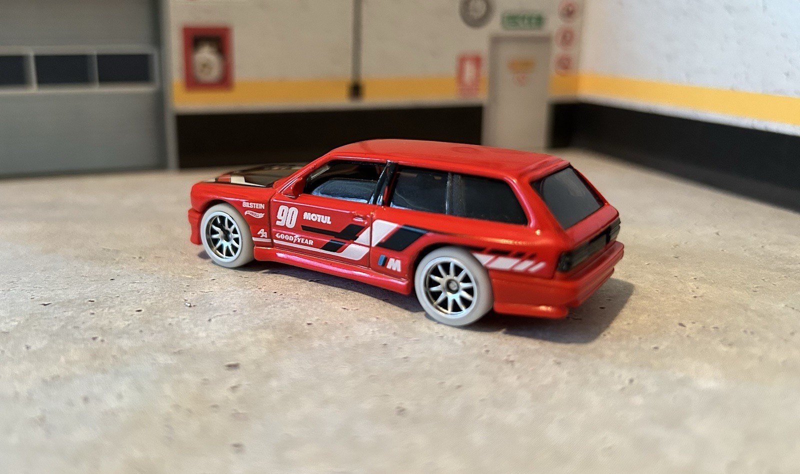 Hot Wheels BMW M3 Wagon Red W/ White Real Riders Rubber Tires On Spokes