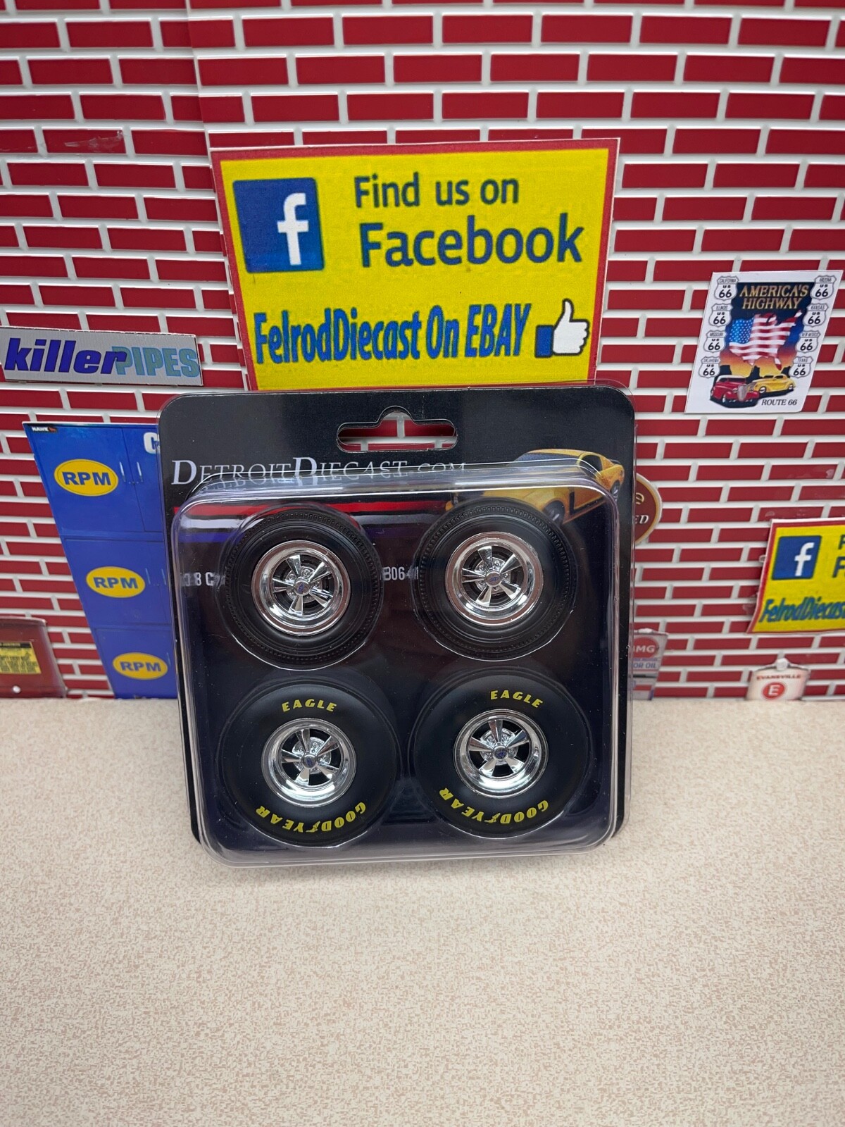1/18 ACME CRAGAR DRAG WHEELS AND TIRE SET A1806410WDD DETROIT DIECAST EXCLUSIVE
