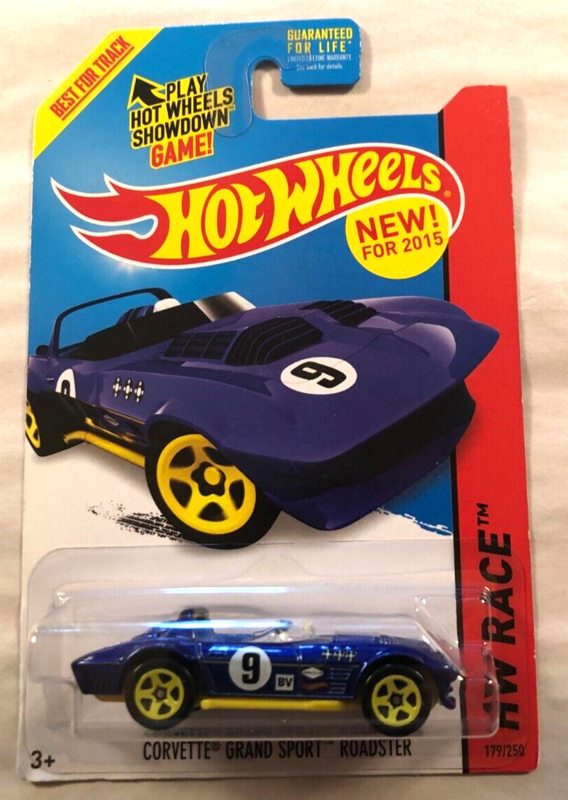 HOT WHEELS 2015 Corvette Grand Sport Roadster DARK BLUE and Yellow Blister Pk