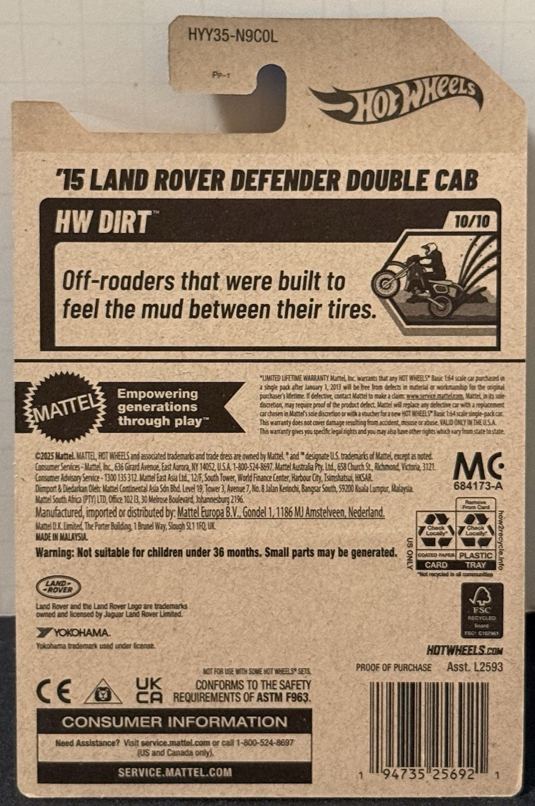 Hot Wheels 2025 Kroger Exclusive ’15 LAND ROVER DEFENDER DOUBLE CAB HW Dirt #10