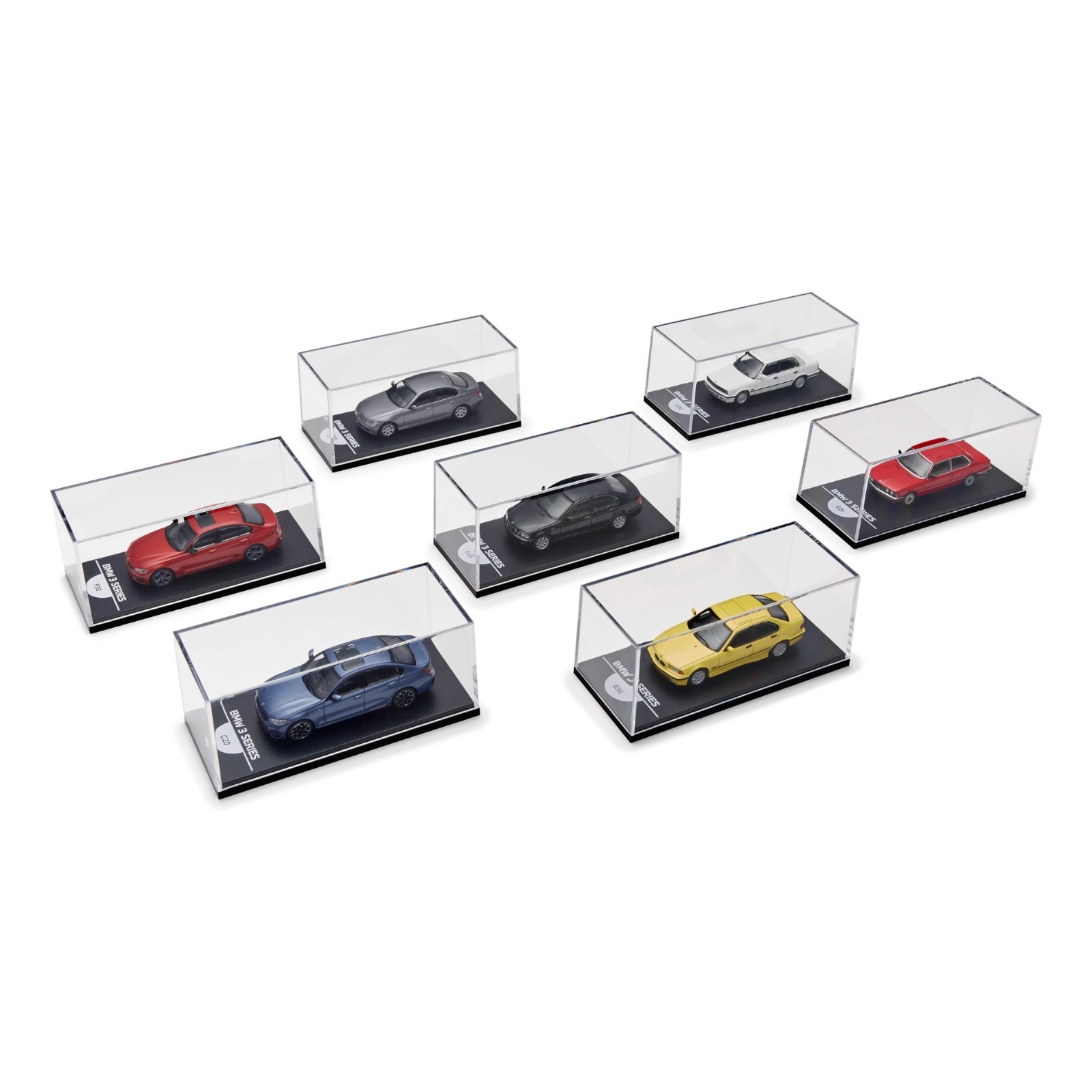 Genuine BMW 50 Years Of 3 Collection 7 Diecast Cars Display Box 1:64 80415B91F71