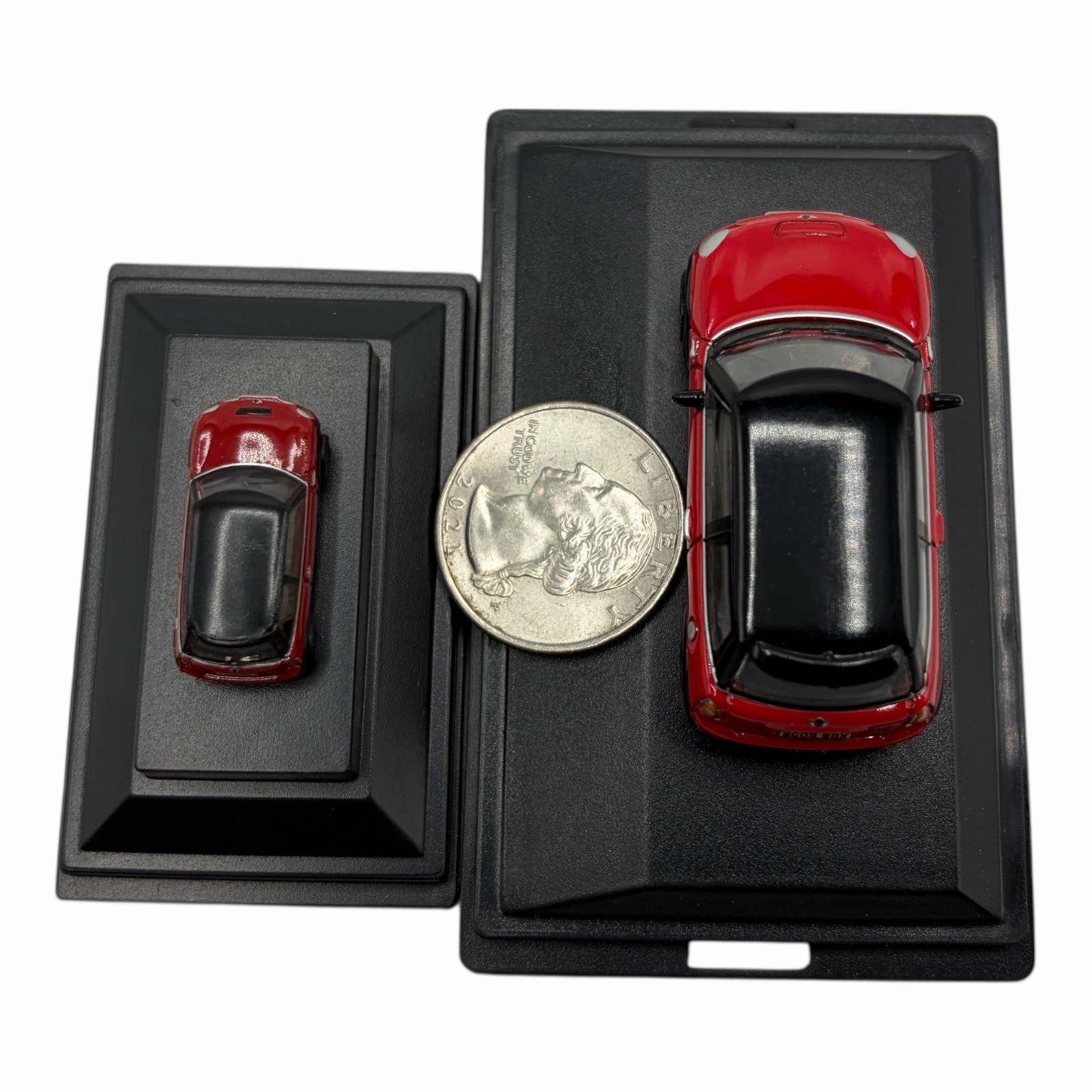 MINI Cooper S Hardtop R56 Chili Red with Black Roof Diecast car Pair of Two