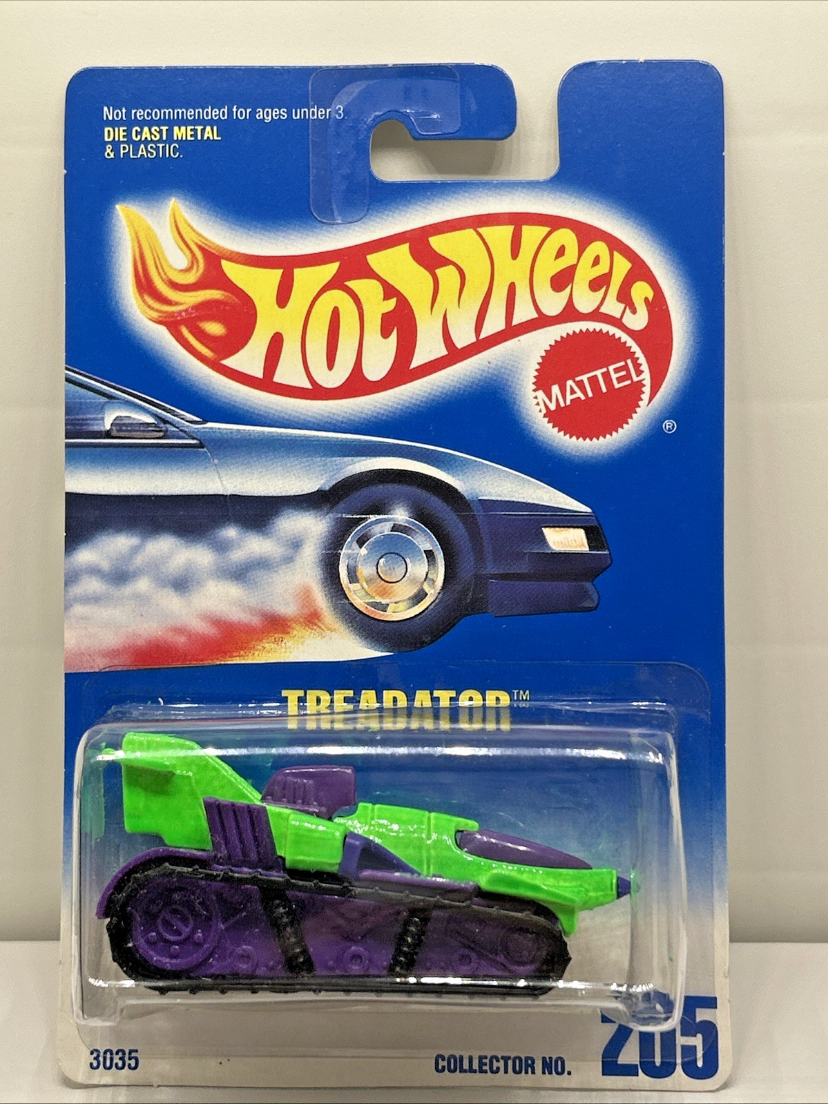 Hot Wheels Vintage Neon Green 1991 Treadator War Military Tank #205 NOS Sealed