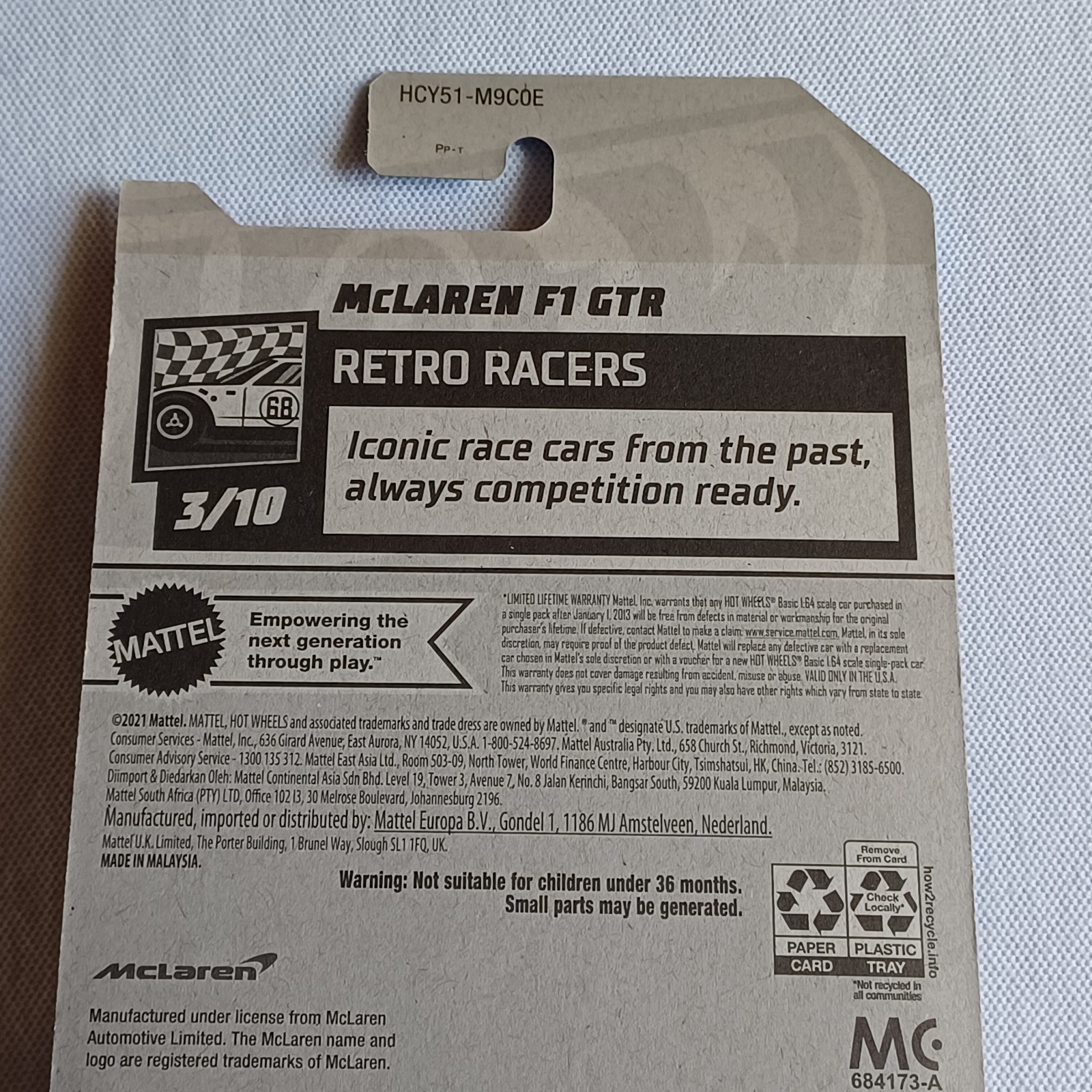 2022 HOT WHEELS *KROGER EXCLUSIVE* *McLAREN F1 GTR* *RETRO RACERS* *VERY RARE*