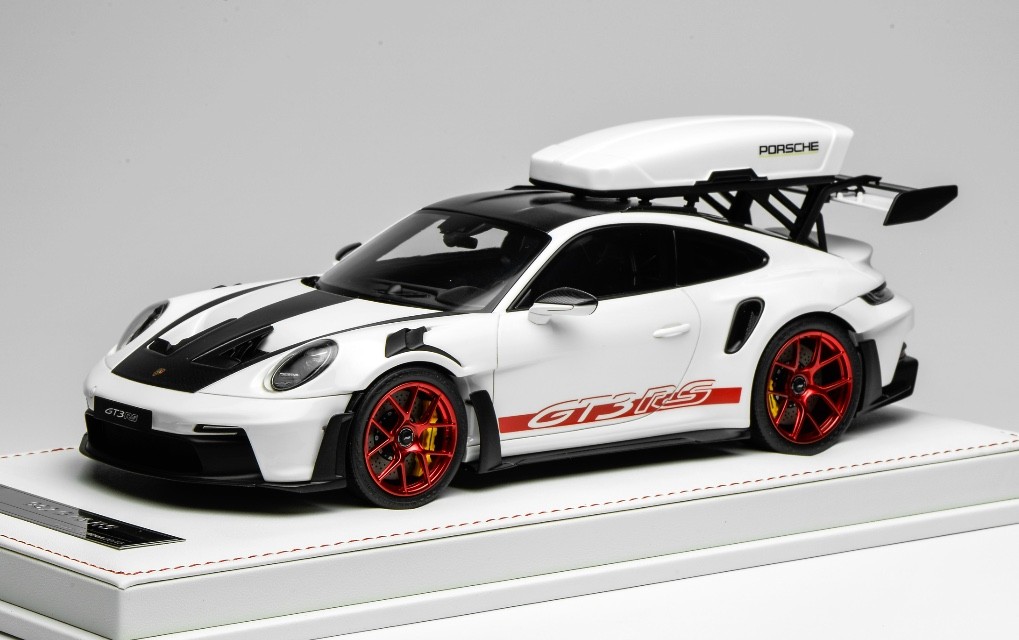 1/18 Ivy Porsche 911 GT3 RS with Luggage Rack White / Red Wheels 15 pcs AB638