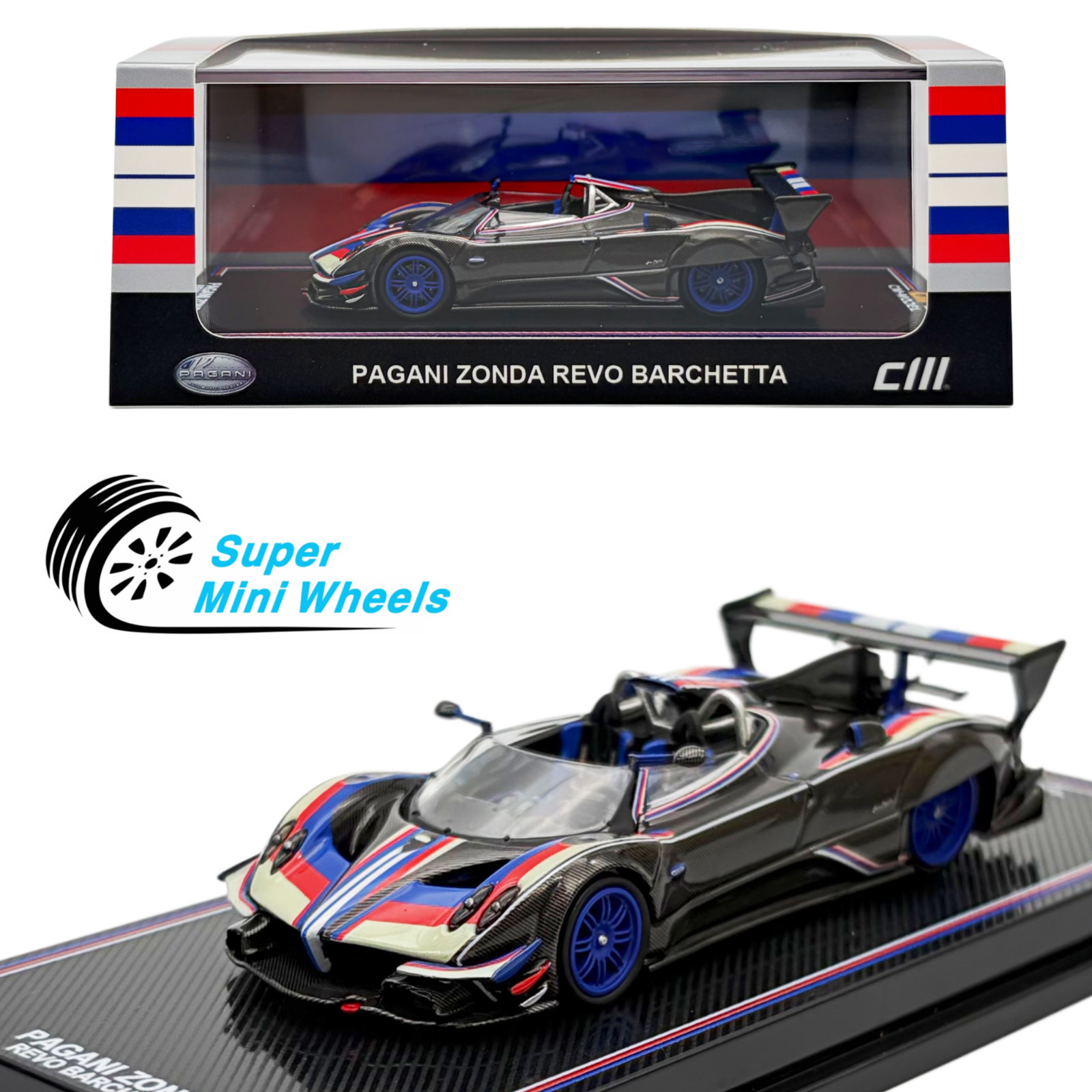 CM-Model 1:64 Pagani Zonda Revo Barchetta – Carbon Fiber Black