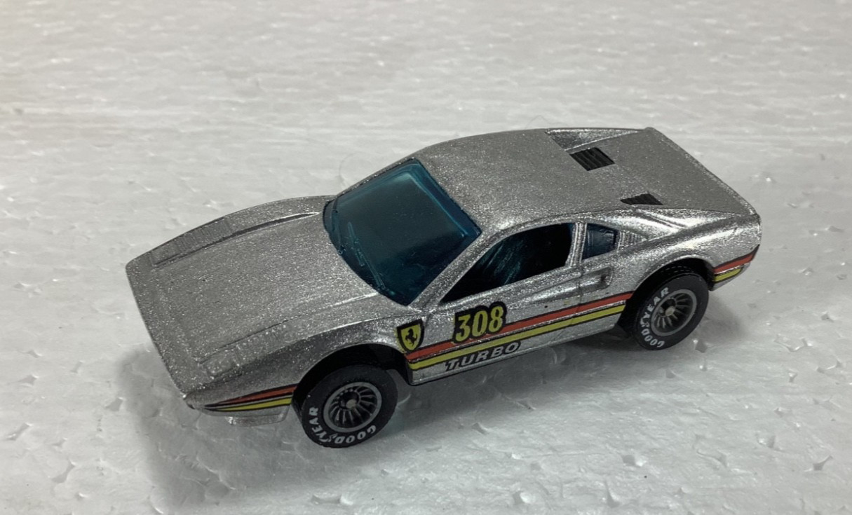 1982 Hot Wheels Metalflake Gray FERRARI Racebait 308 w/ Goodyear Real Riders