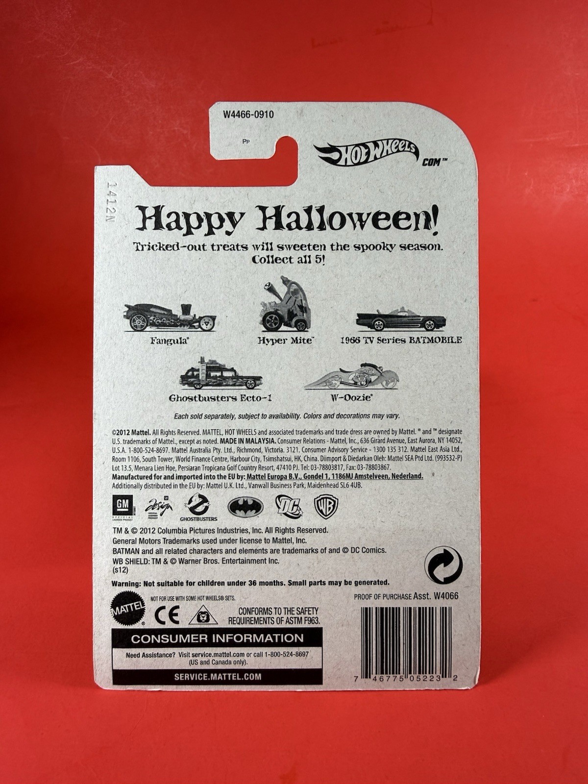HOT WHEELS KROGER 2012 HAPPY HALLOWEEN 5 CAR SET BATMOBILE, GHOSTBUSTERS PLUS🔥