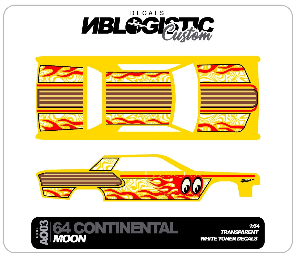 ’64 Lincoln Continental Universal WaterSlide Decal for hot wheels 1/64 Scale 01