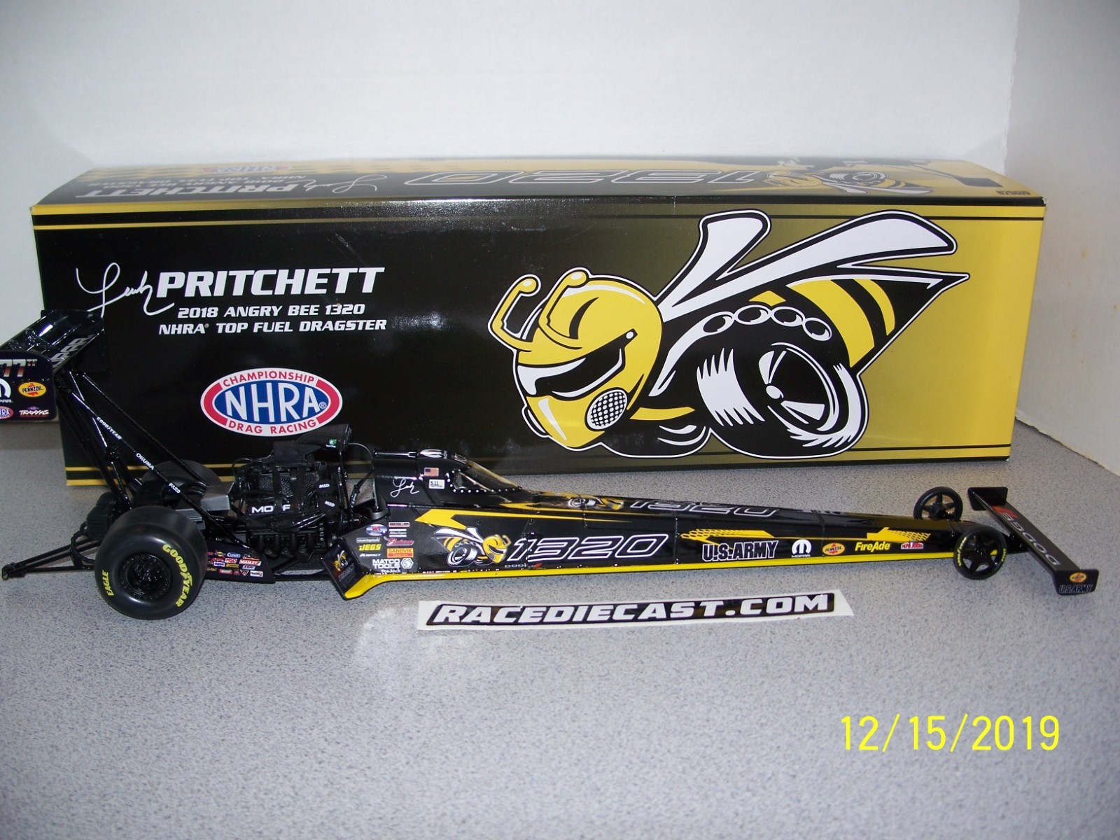 LEAH PRITCHETT 1/24 “ANGRY BEE 1320” 2019 TOP FUEL DRAGSTER AUTO WORLD