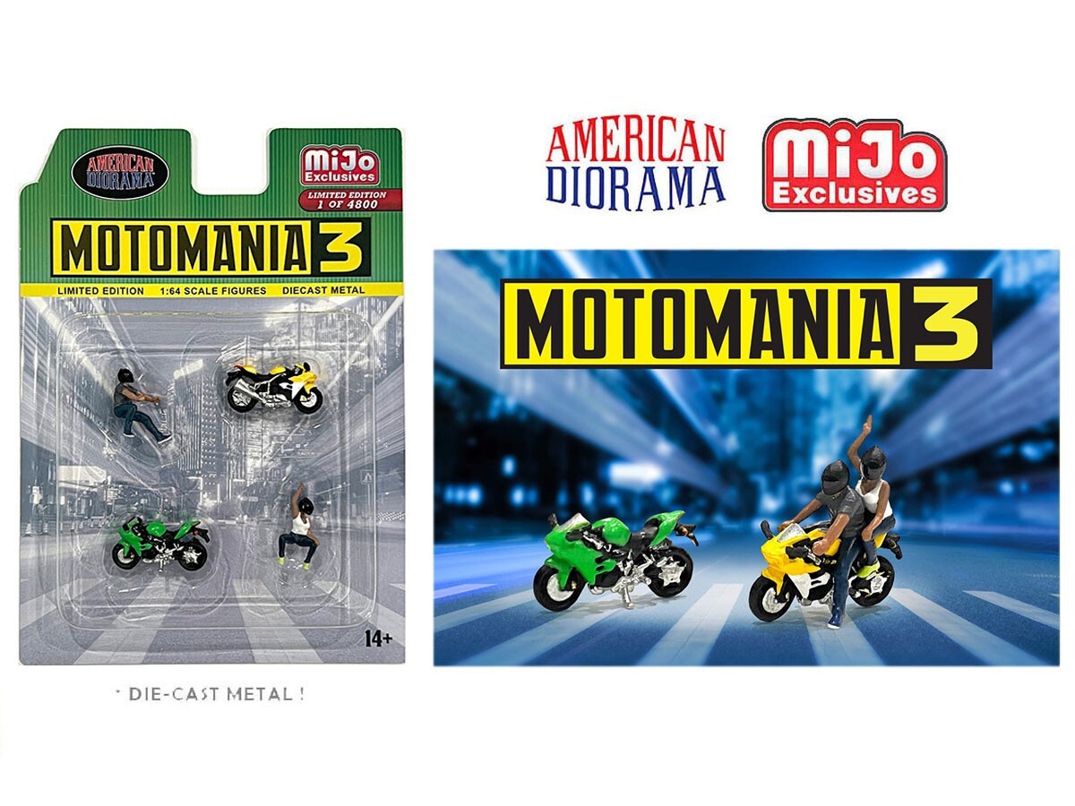 1/64 American Diorama 4 pc. Motomania 3 Figure Set – MiJo exclusive