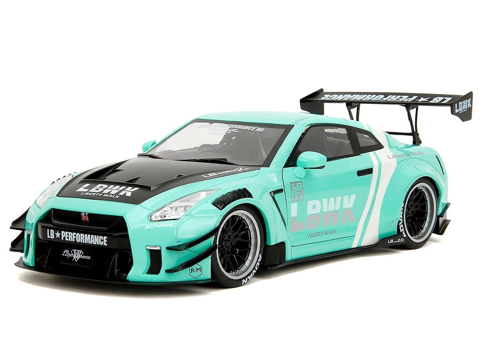 Jada 1:18 2020 Nissan GT-R (R35) Liberty Walk Body Kit 2.0 Blue Model 36382-7B