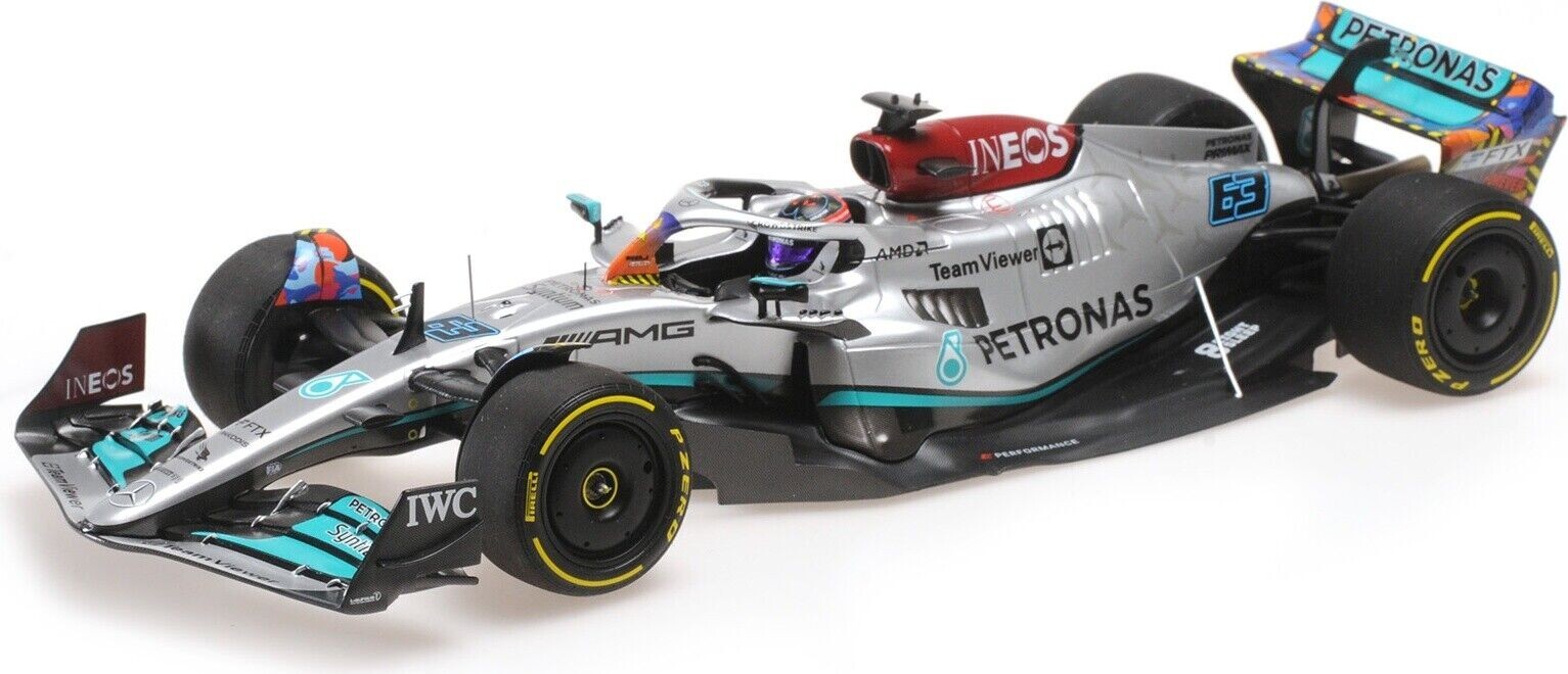George Russell #63 2022 Mercedes AMG W13E Miami GP 1:18 By Minichamps