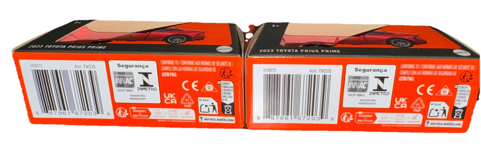 Lot Of 2 Matchbox 2023 Toyota Prius Red Moving Parts New In Package 1:64 Diecast