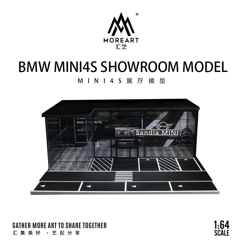 US Diorama 1/64 Diecast Garage Model LED Parking Lot Scene Display Case Building