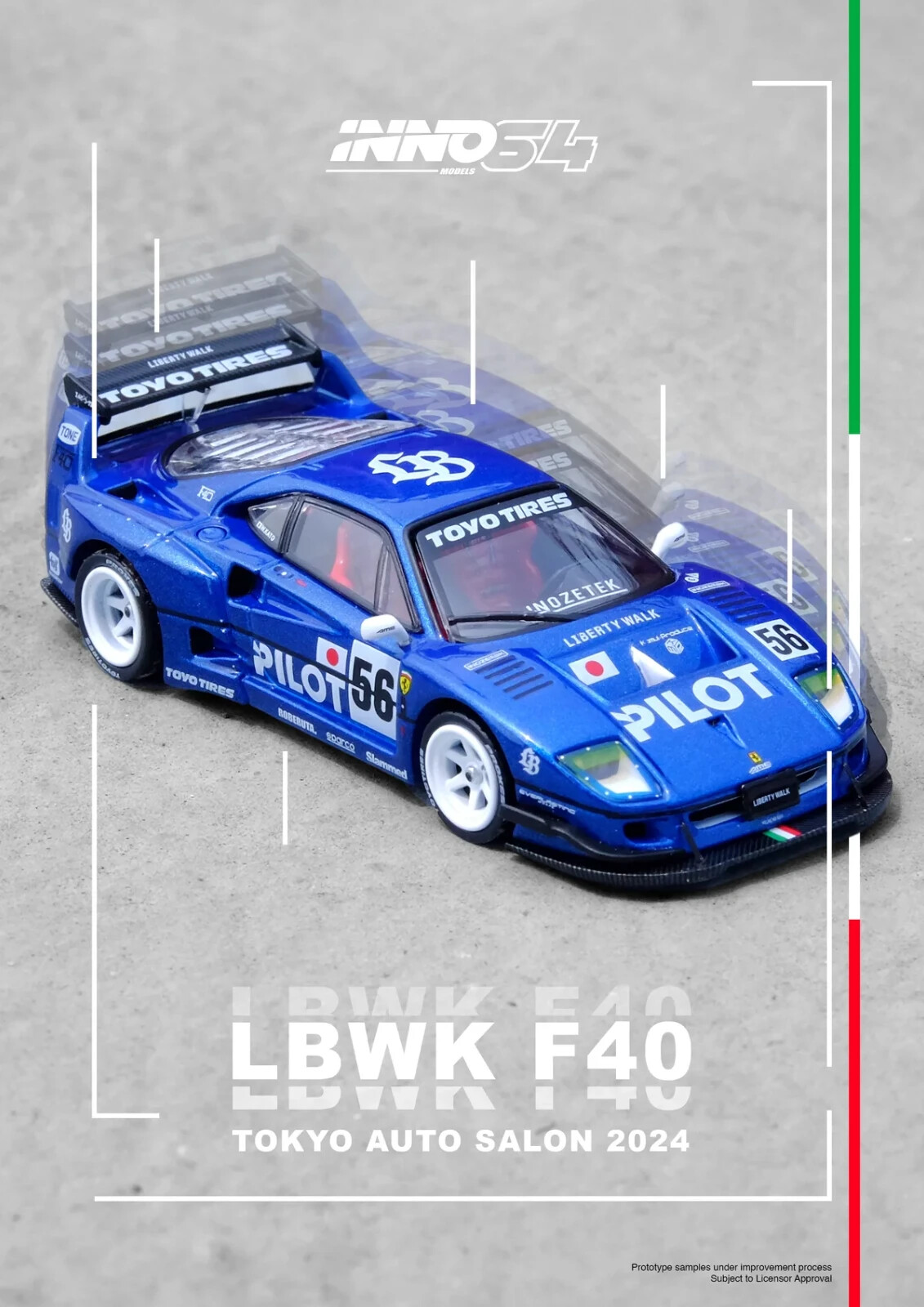 1/64 Die Cast FERRARI F40 LBWK Liberty Walk Model Car *TOKYO AUTO SALON 2024*