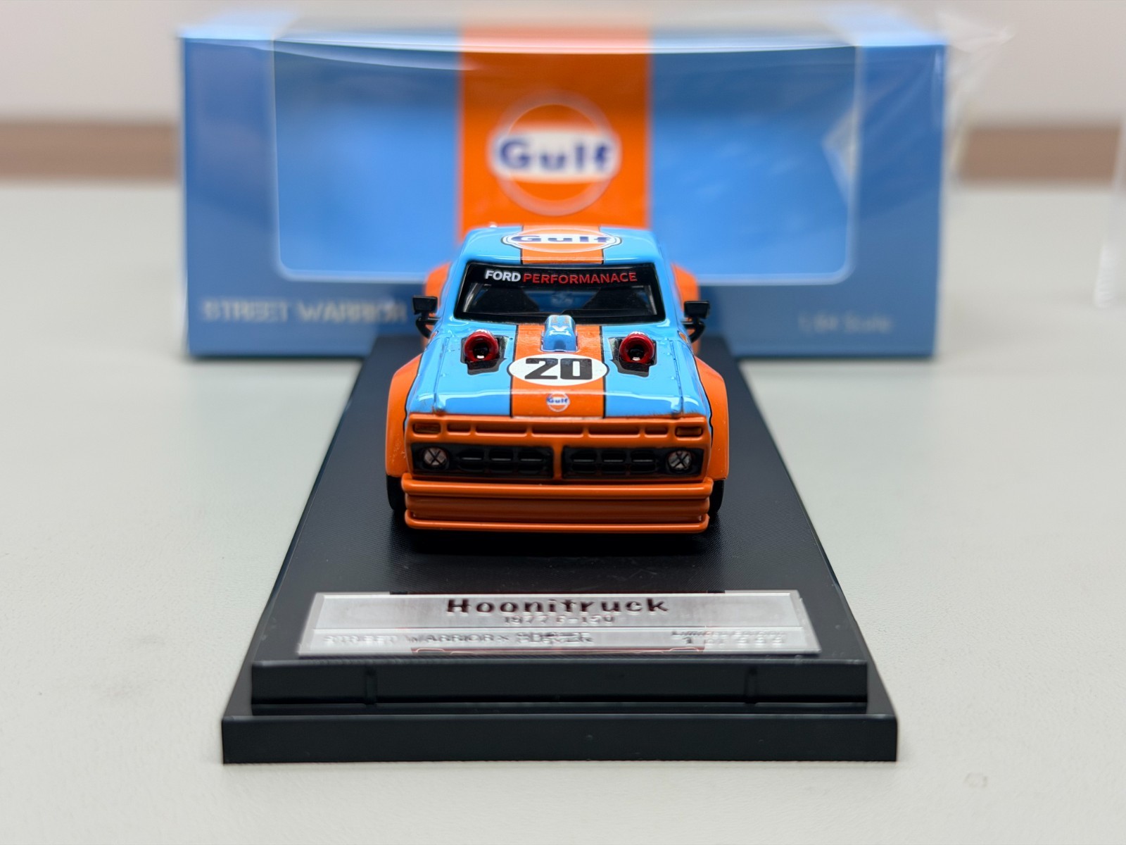 SW 1/64 Ford Mustang Hoonicorn F-150 Pickup Truck Gulf Model Diecast Metal Car