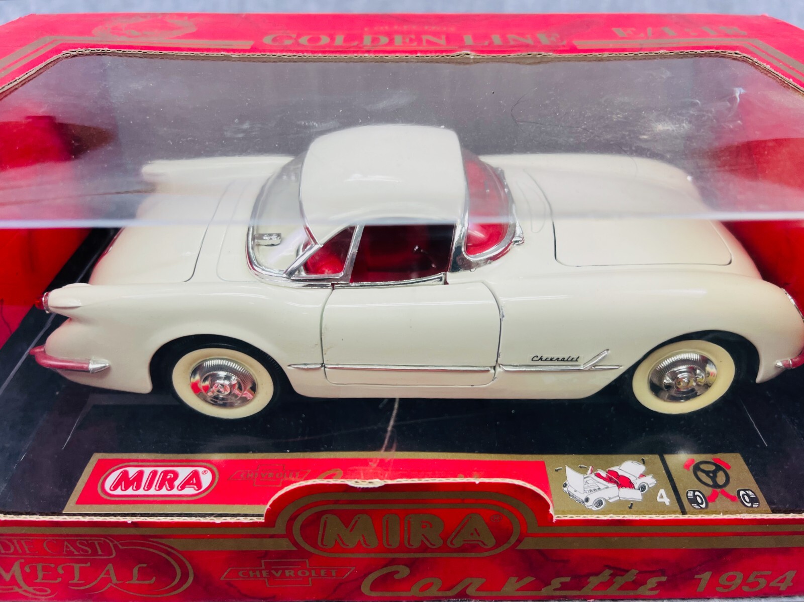 🇺🇸🇺🇸🇺🇸Mira Golden Line 1953 Chevy Corvette White 1:18 Scale 🇺🇸🇺🇸🇺🇸