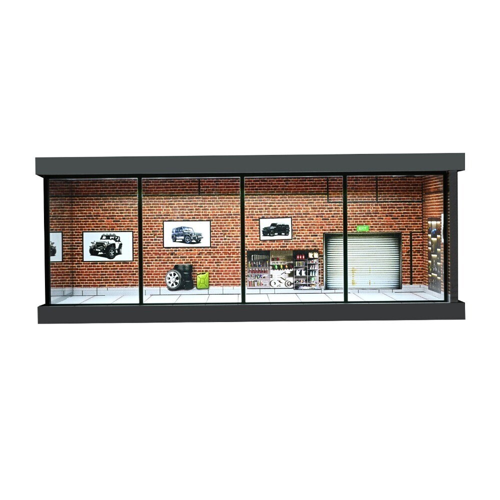 Diorama 1/64 Car Garage Model Lights City Car Showroom Scene Display Model Gifts