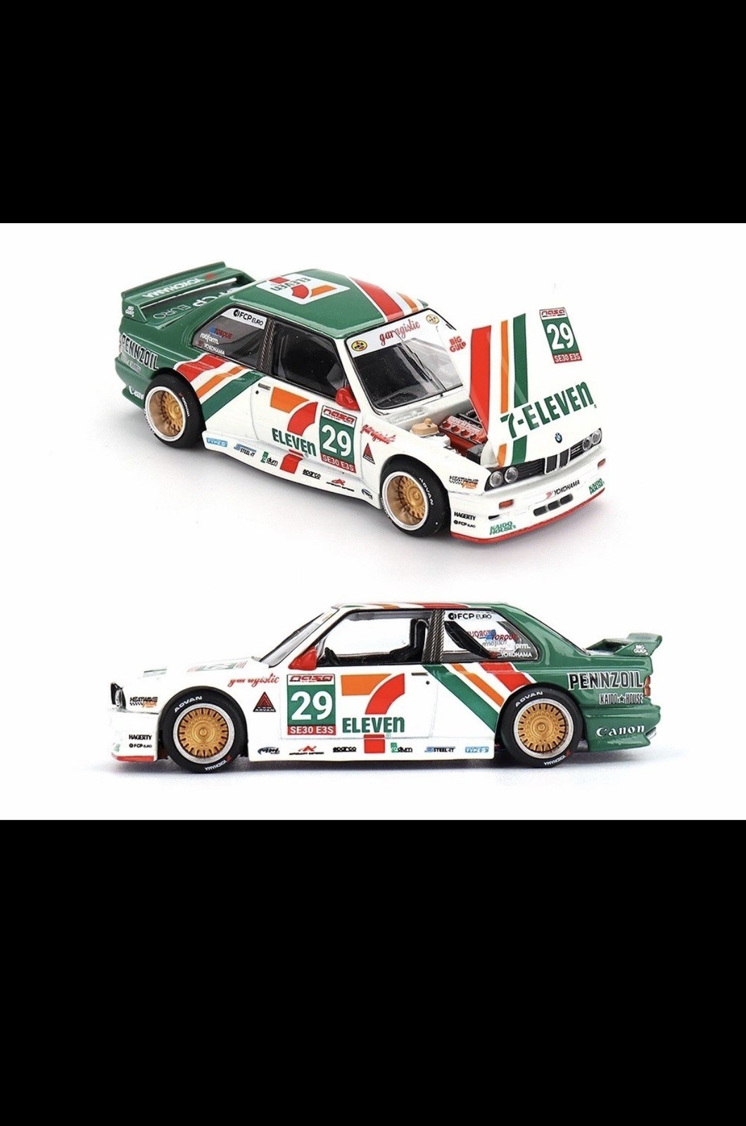 MINI GT x KAIDO HOUSE BMW M3 E30 7-ELEVEN KAIDO WORKS LARRY CHEN V1 1/64 KHMG217