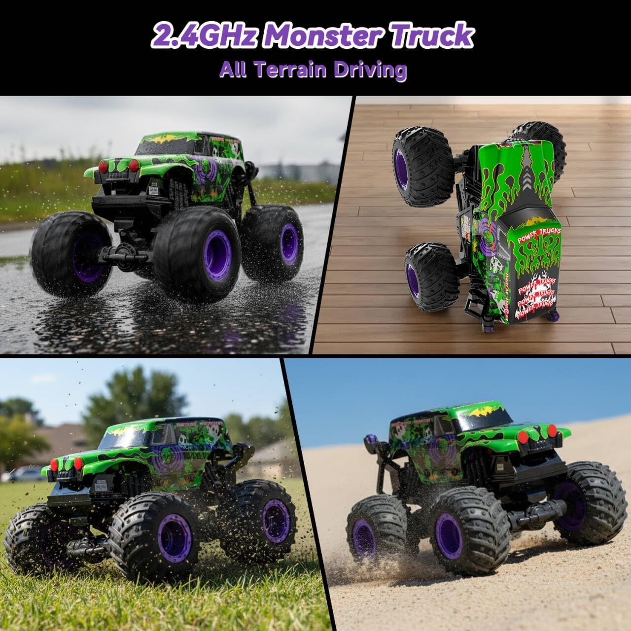 Monster Trucks RC Truck Toys 360Deg Spin & Drift Light & Sound 1:20 Scale RC Car