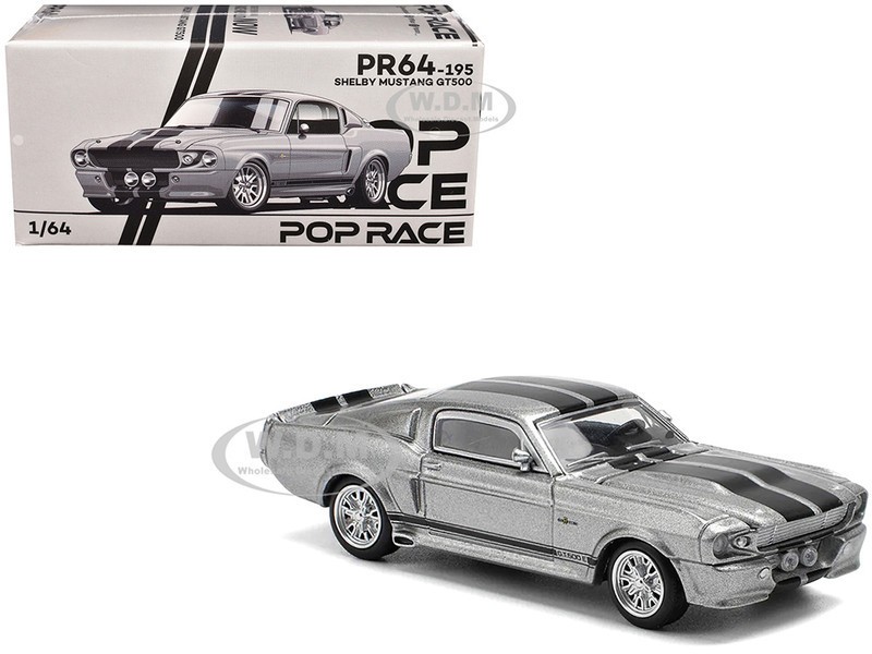 SHELBY MUSTANG GT500 GRAY 1/64 DIECAST MODEL CAR BY POP RACE PR640195