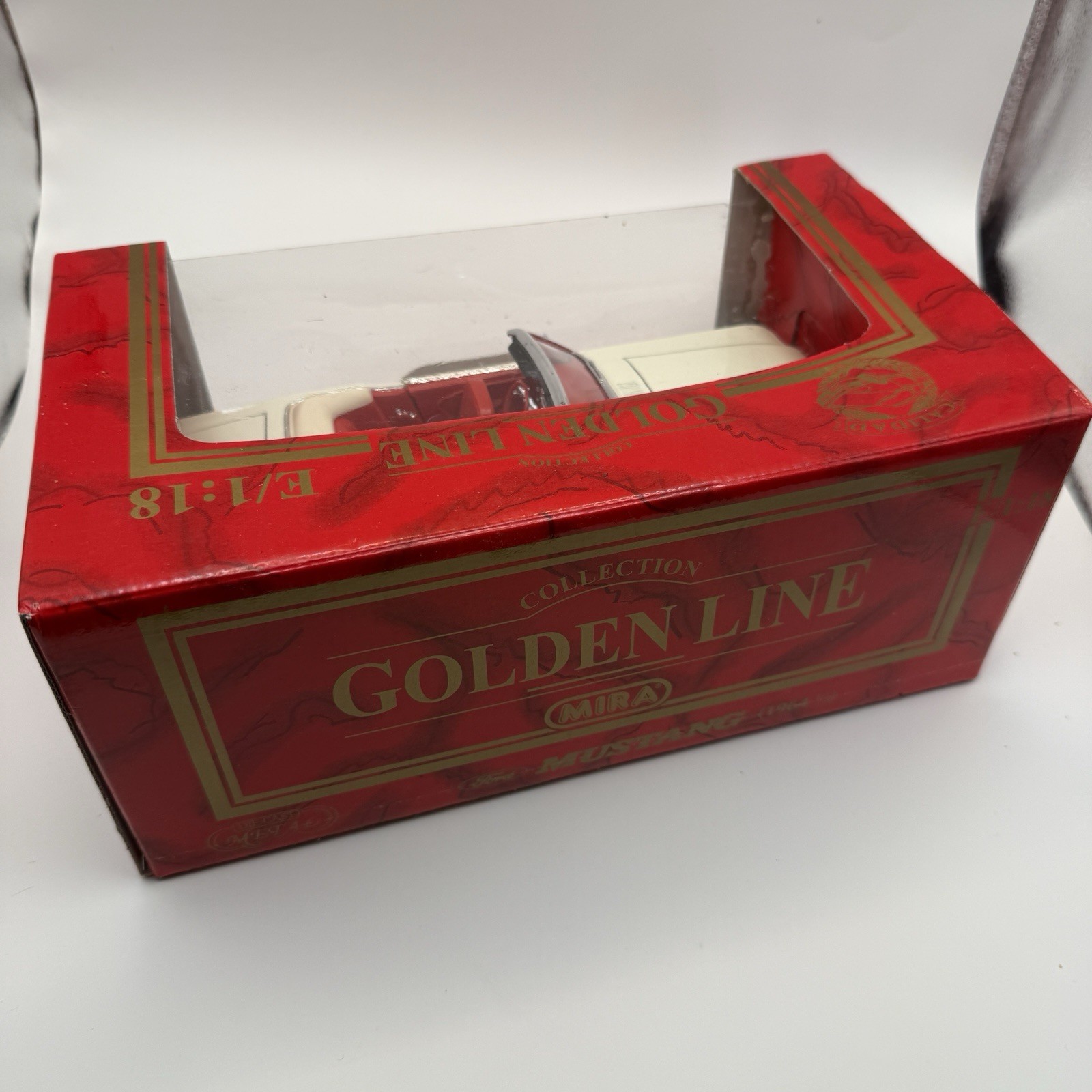 Mira Golden Line 1964 1/2 Ford Mustang Convertible Die Cast 1:18 Damaged Box