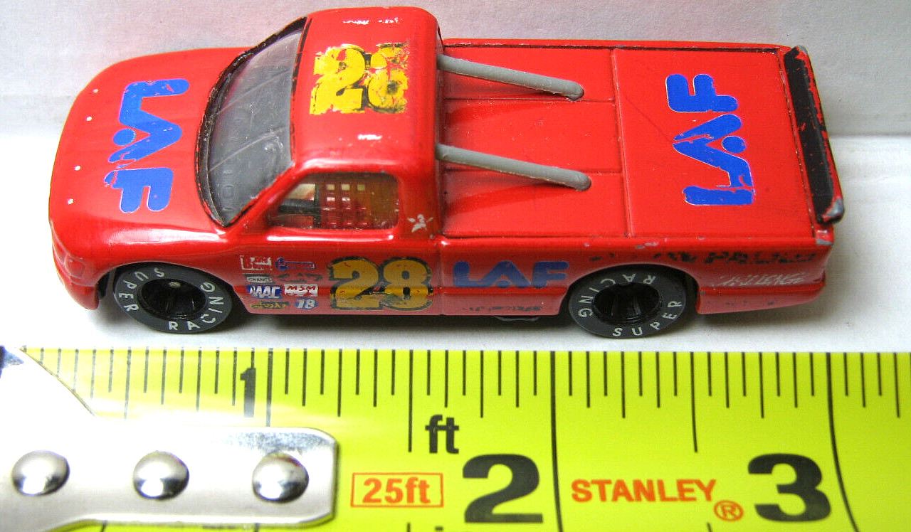 MADE IN CHINA – LAF #28 RACING PARTS 1:64 RED DIECAST 3″ PICKUP TRUCK – NICE