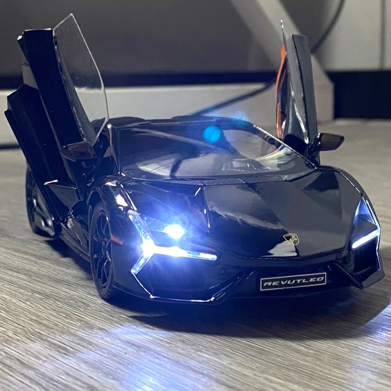 1:24 Lamborghini Revuelto Alloy Diecast-Cool Sound Light Pull-Back Car Toy Gift
