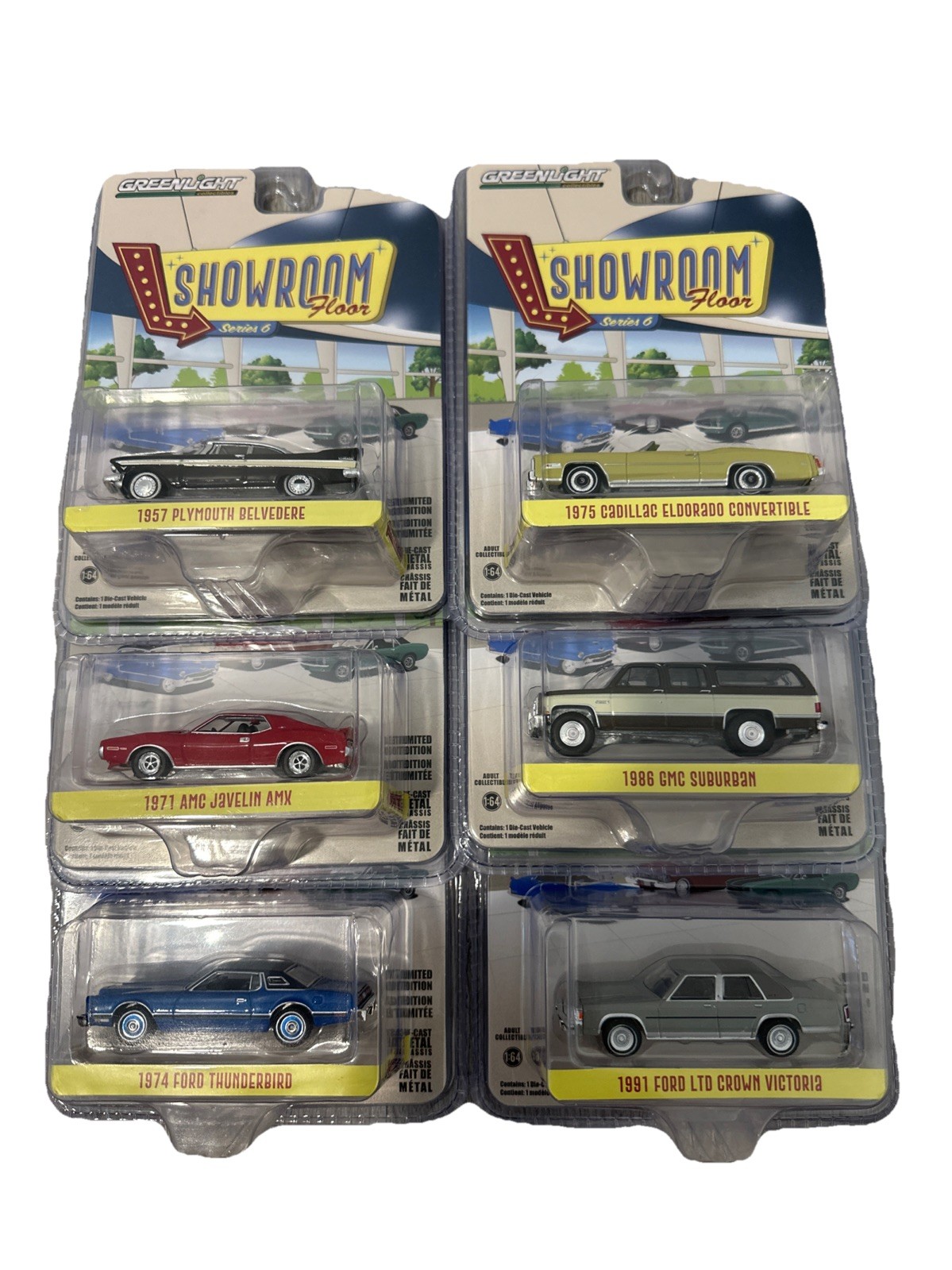 Showroom Floor Series 6 SET OF 6 Diecast 1:64 Scale Models Greenlight Chase RARE