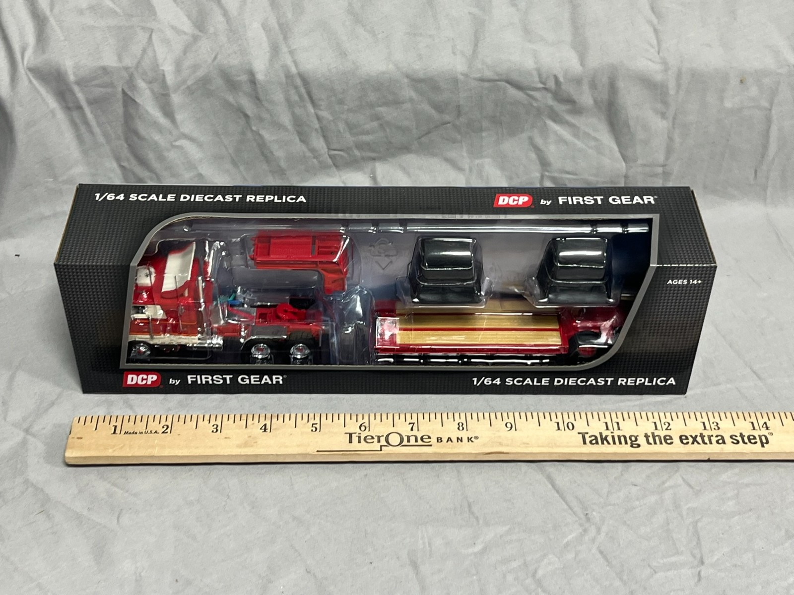 PETERBILT 352 COE Roger Low Boy w Coil LOAD NIB DCP 1:64 60-1308 Red AirFoil