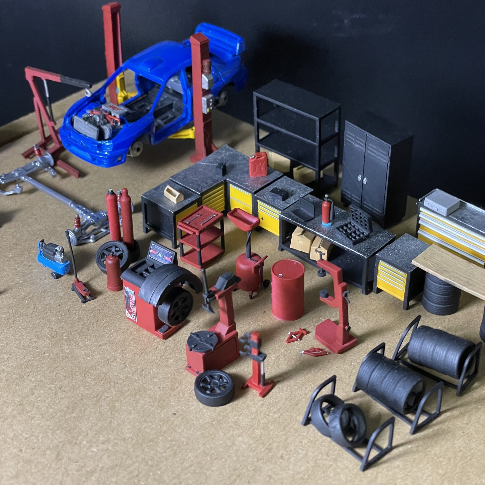 Diorama 1/64 Diecast Car Garage Model Set Repair Workshop Display Accessory Prop