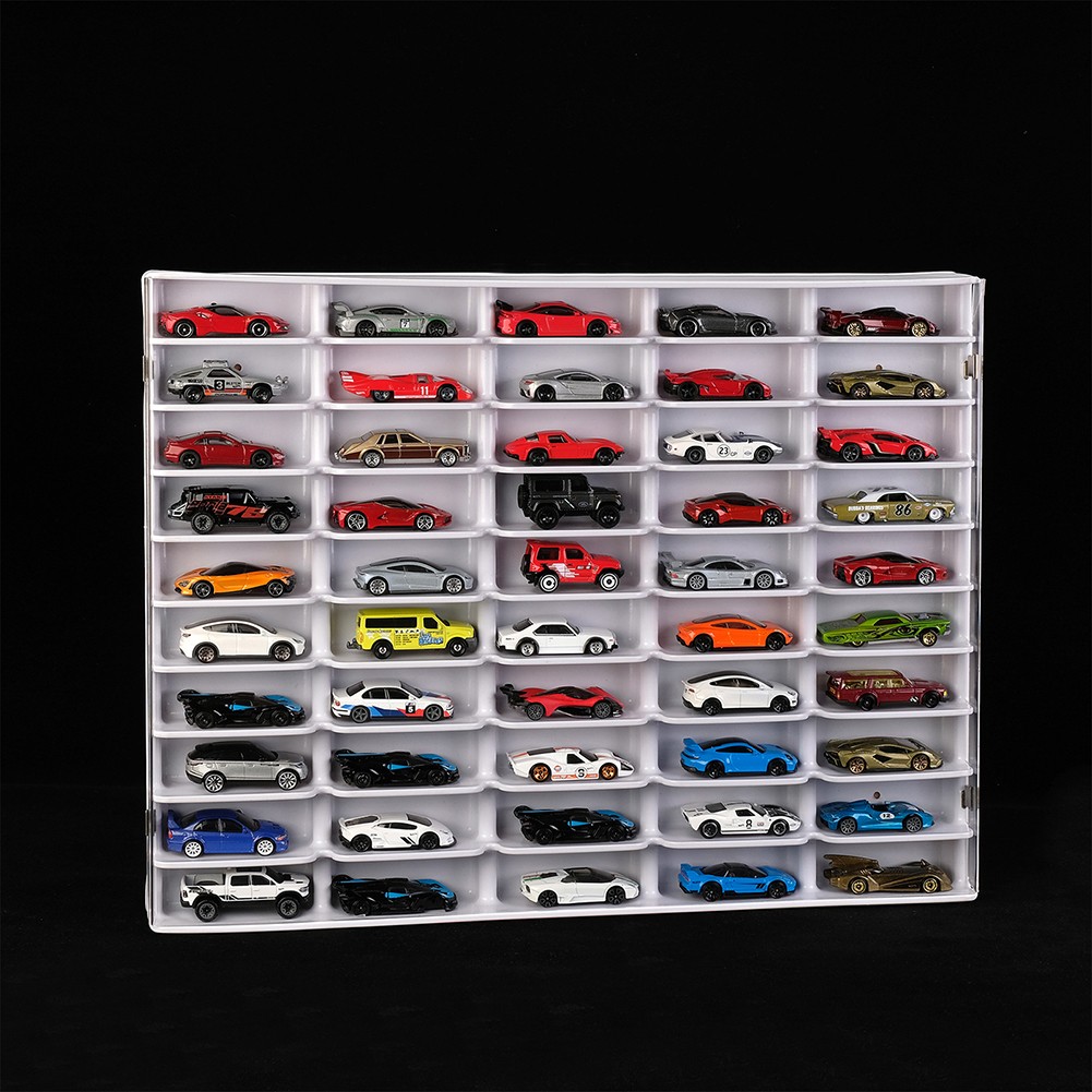 Acrylic Display Case for HW 1/64 Diecast Car Matchbox Toy Storage Shelf 50-Grid