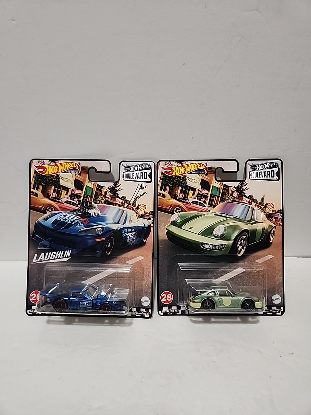 LotOf2 Hot Wheels Premium Boulevard #26 Corvette Z06 Drag Racer, #28 Porsche 964