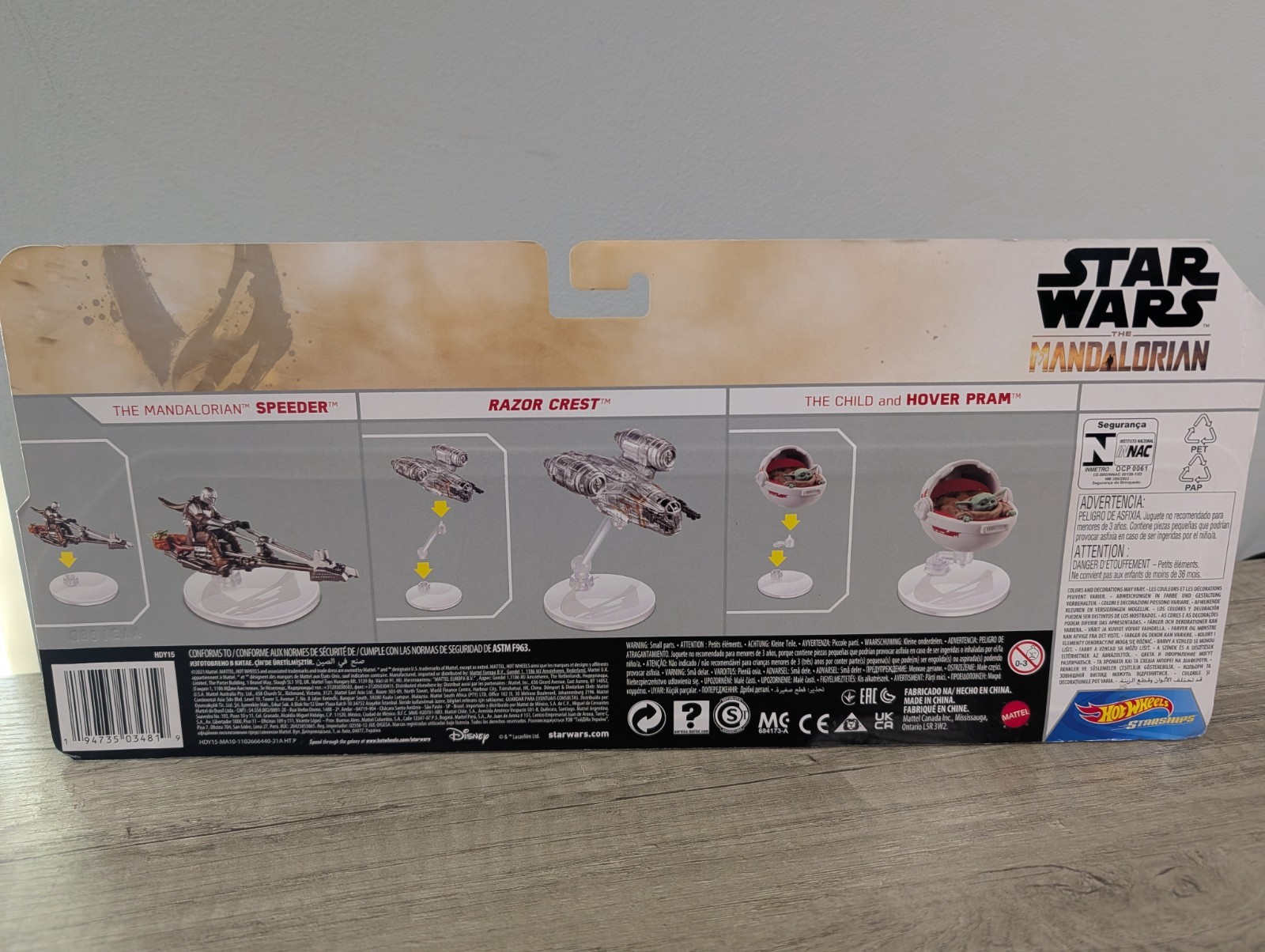 Hot Wheels Star Wars Starships 3-Pack Razor Crest Mandalorian Speeder Hover Pram