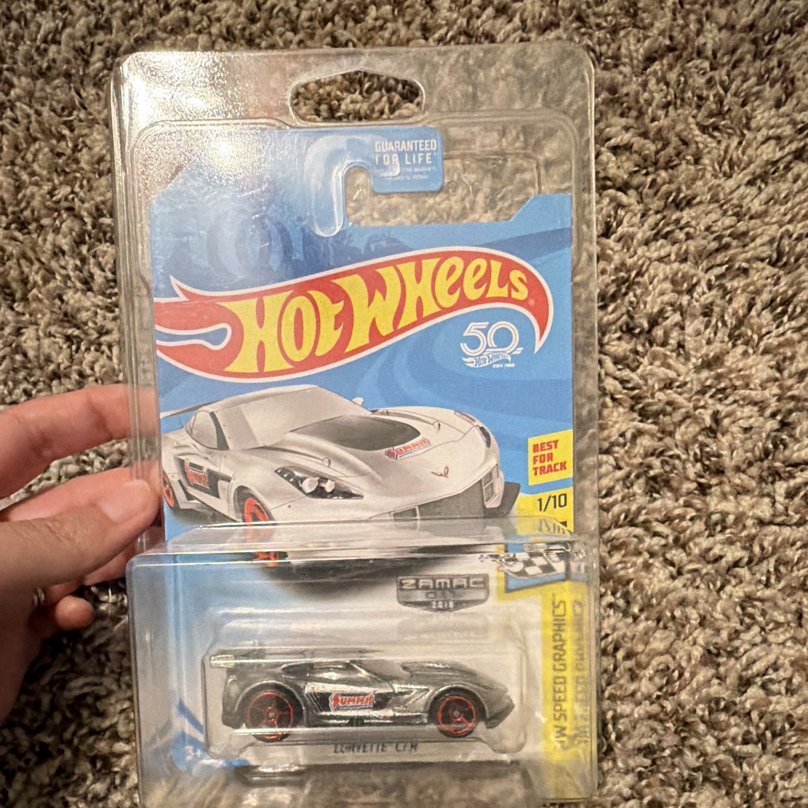 Hot Wheels Corvette C7.R HW Speed Graphics Zamac 1:64 Silver/Black/Red Diecast