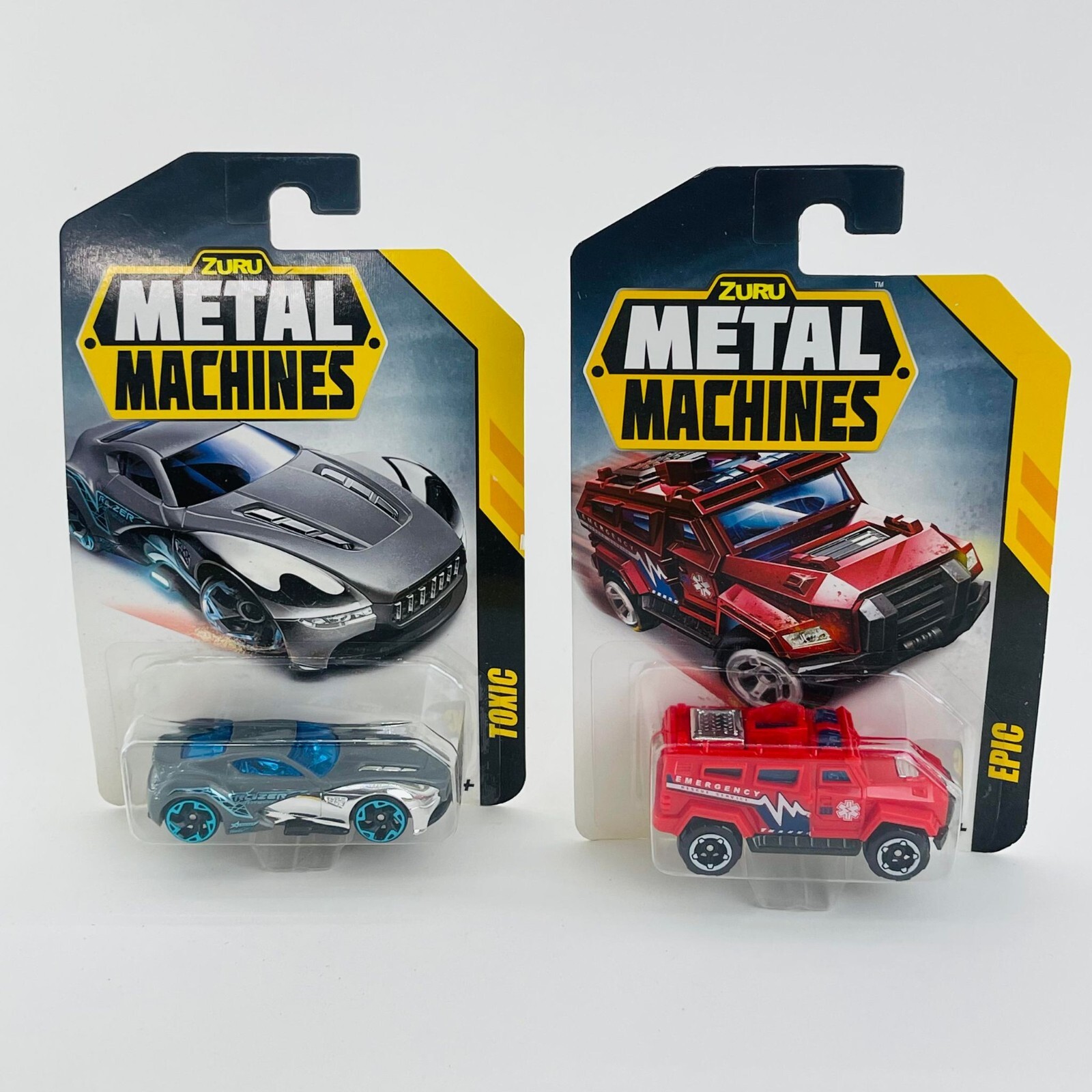 Lot of 2 Epic ZURU Metal Machines Inferno Fire Truck Rescue – Silver / Red