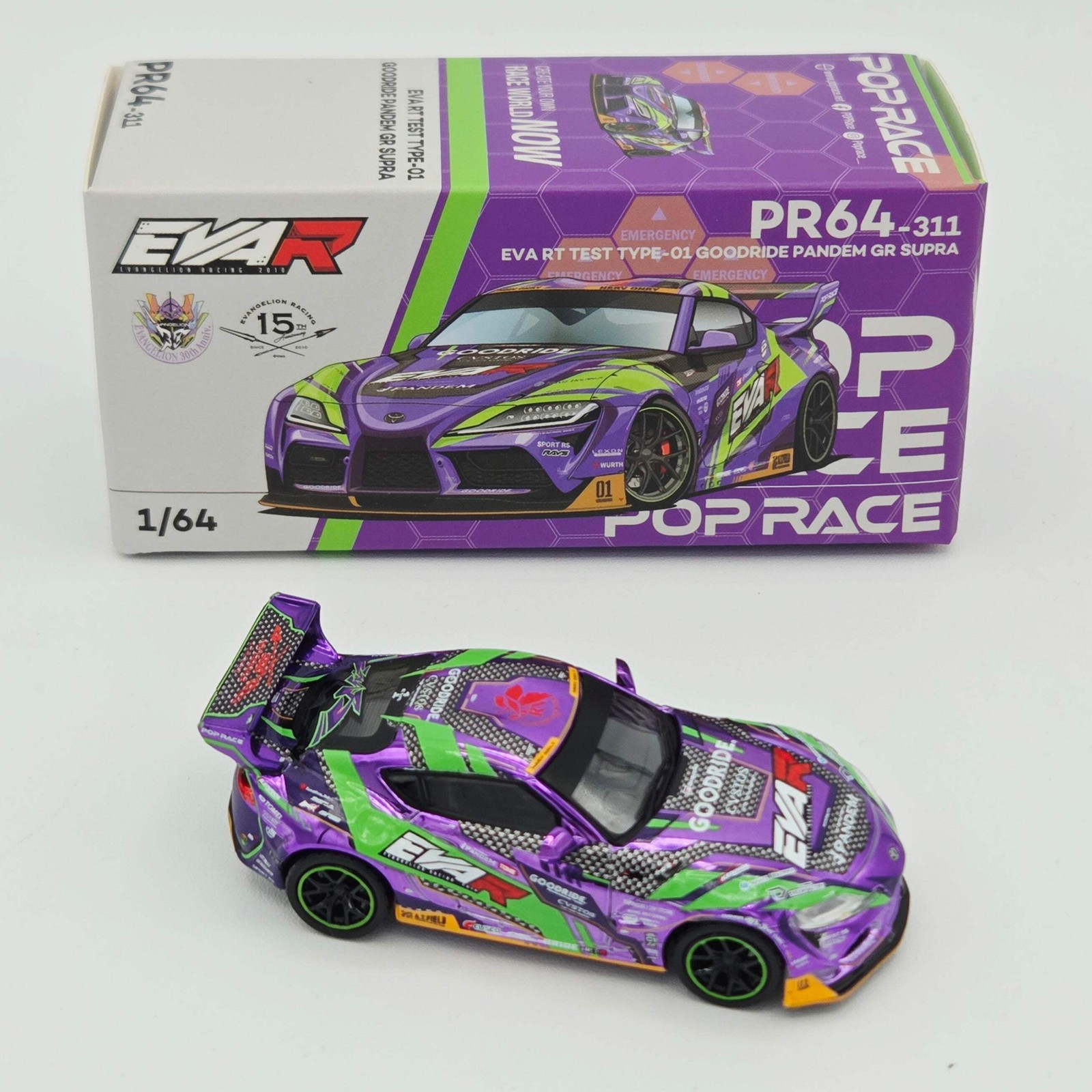 Pop Race Toyota GR Supra EVA RT Test Type-01 Goodride Pandem – 1:64 (2026)