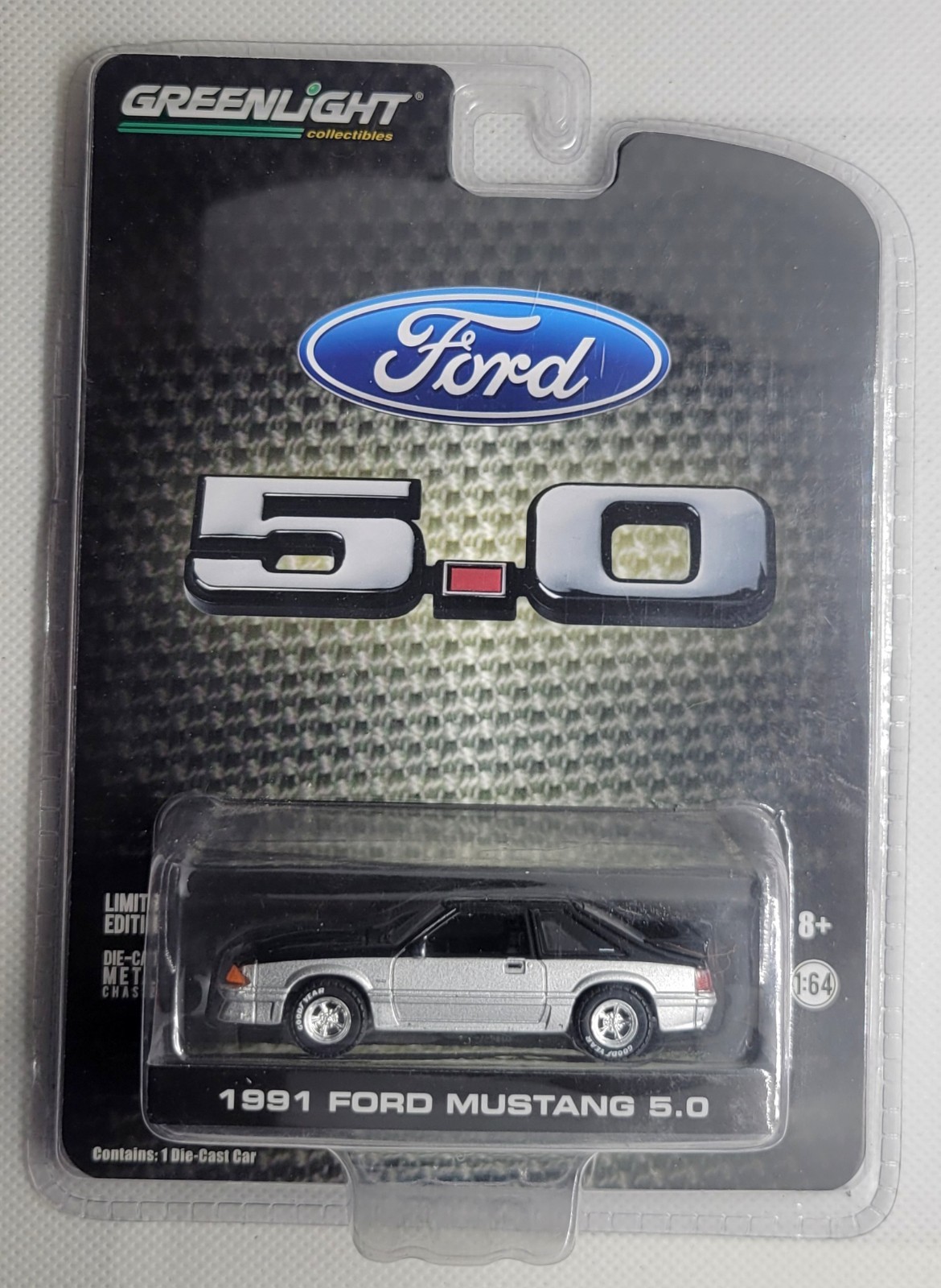 2018 Greenlight 1991 Ford Mustang 5.0 Black/Silver Fox Body