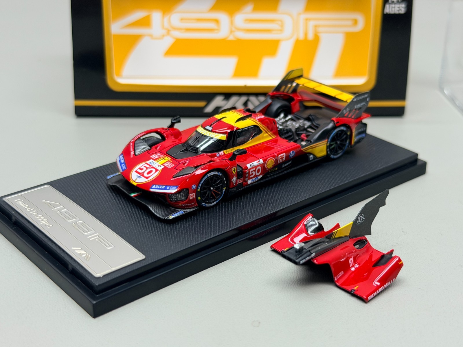 HKM 1/64 Ferrari 499P Hypercar Le Mans Alloy Car Model