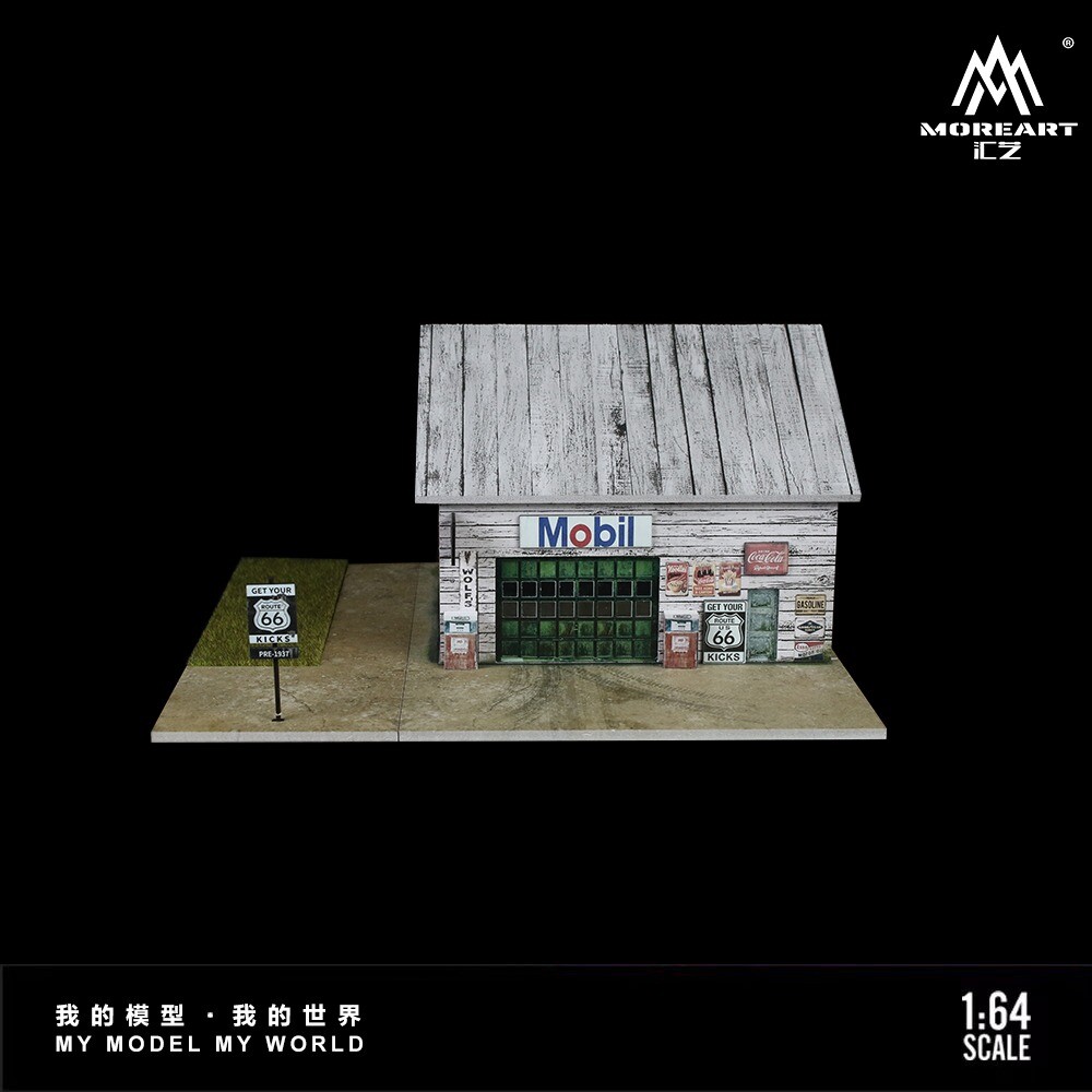 1/64 Diorama Car Garage Model LED Repair Factory Parking Lot Scene Display Model