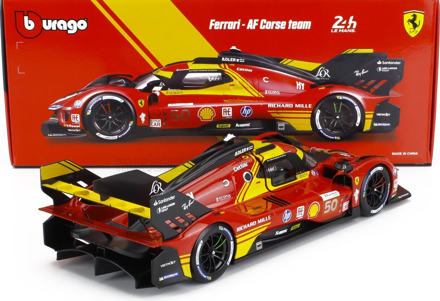 Ferrari 499P 3.0L Turbo V6 Team Ferrari #50 Winner 2024 24h Le Mans in 1:18 scal