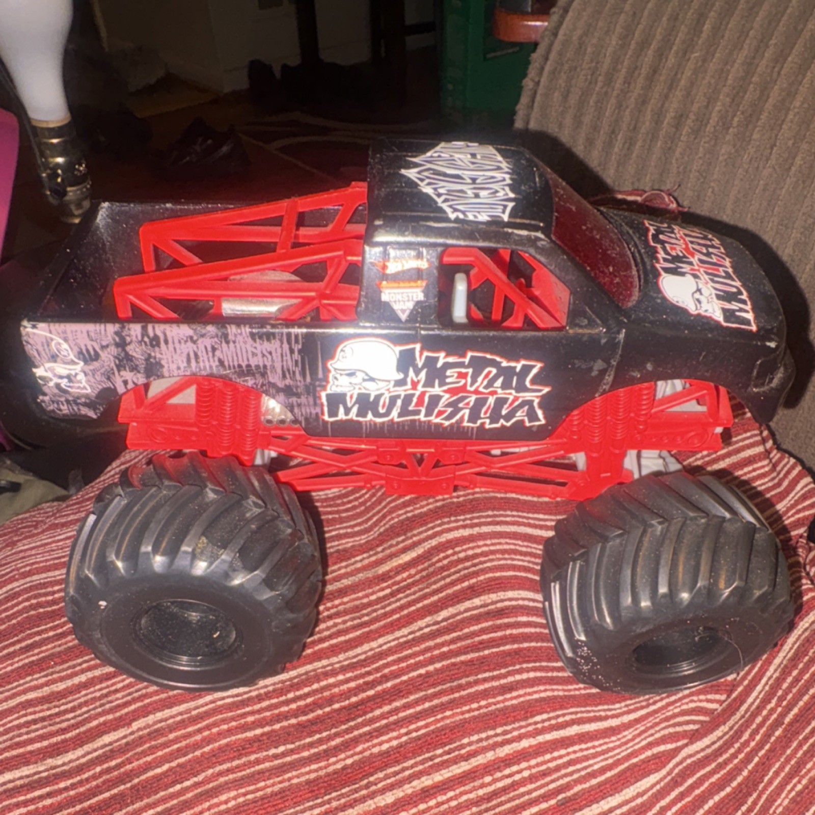 Metal Mulisha Monster Truck Toy Plastic and Metal Black Red Silver