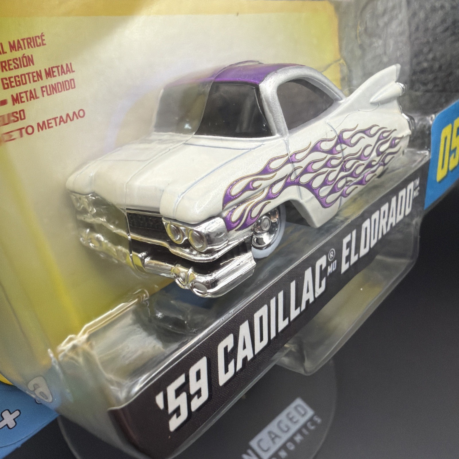 Car Tuned Series 6 ‘59 Cadillac Eldorado #05, Cartuned, White, Purple, Flames 🔥