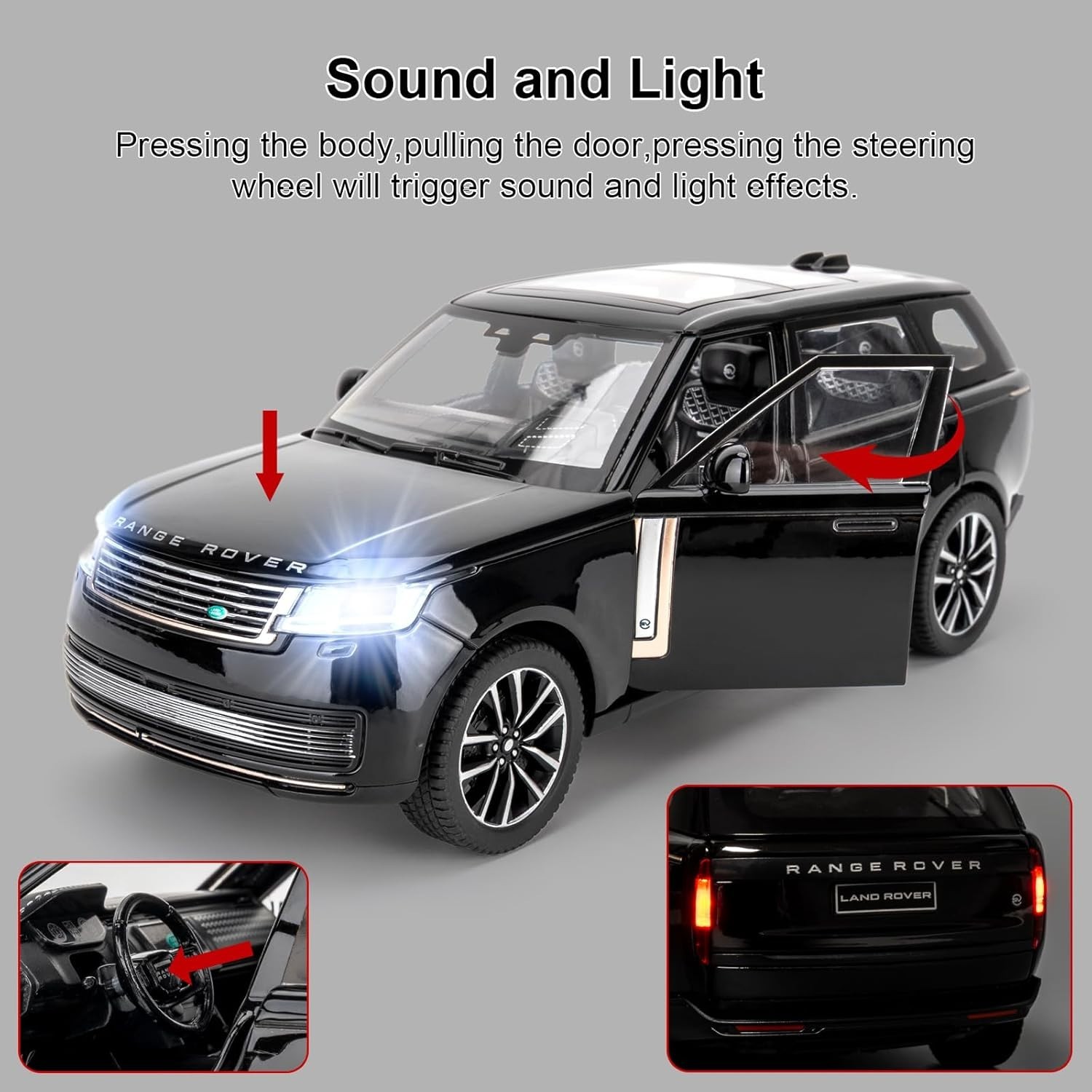 1:24 Range Rover Die-cast Model Vehicle with Sound & Light, Off-Road Vehicle ..