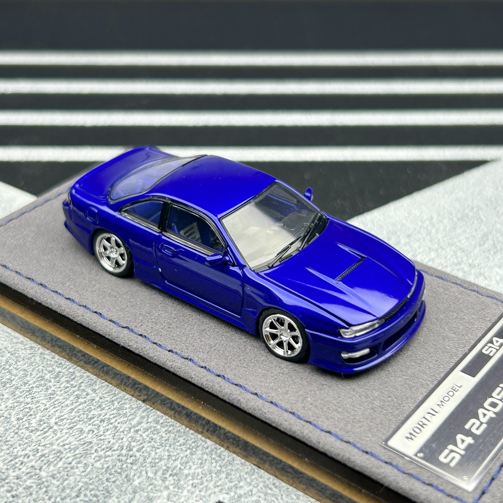 Mortal 1/64 Nissan Lang Silvia S14 240SX Kouki Blue Diecast Car Model