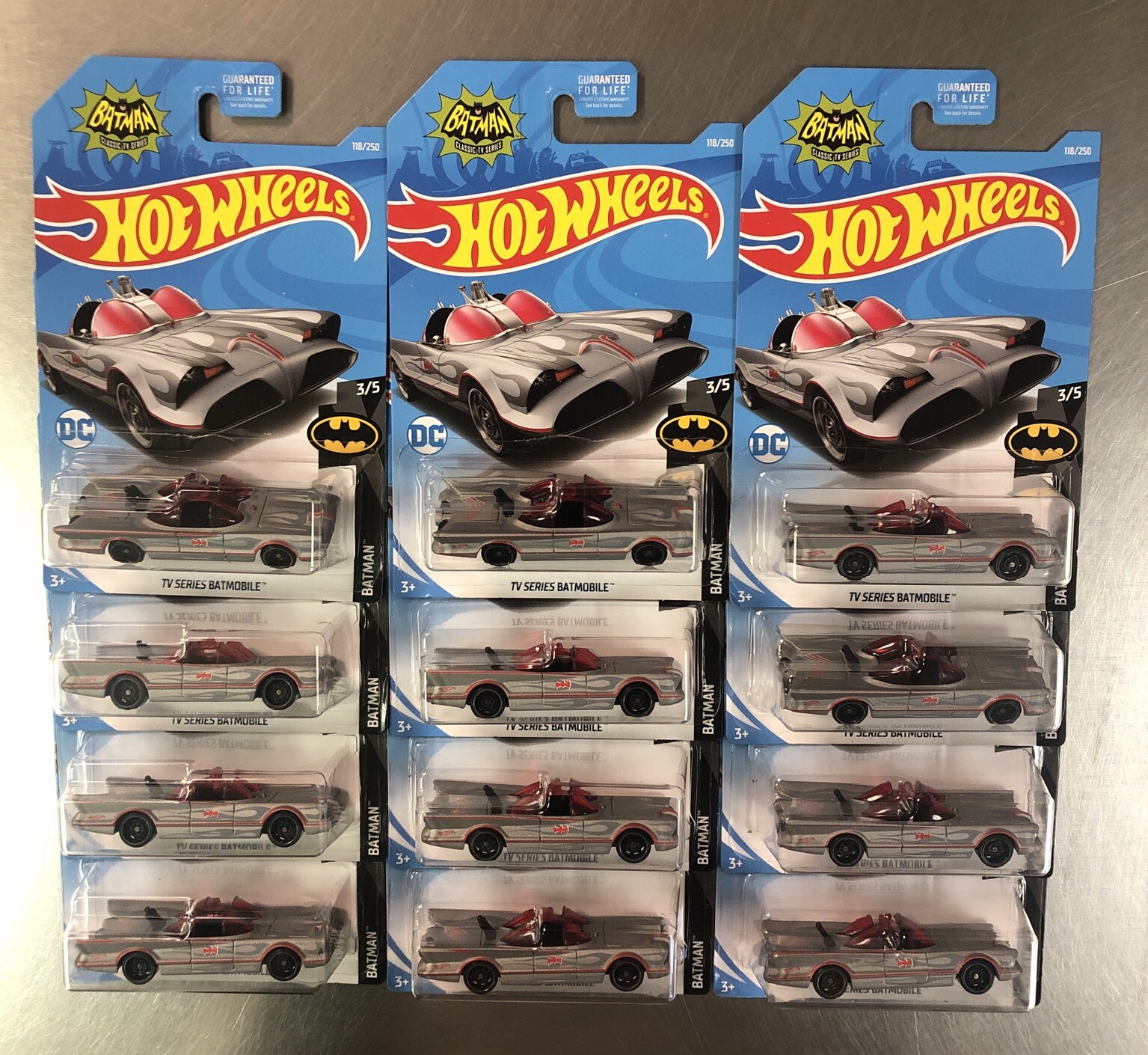 HOT WHEELS CLASSIC TV SERIES BATMOBILE ( LOT OF 12 ) BATMAN DC COMICS GRAY PAINT