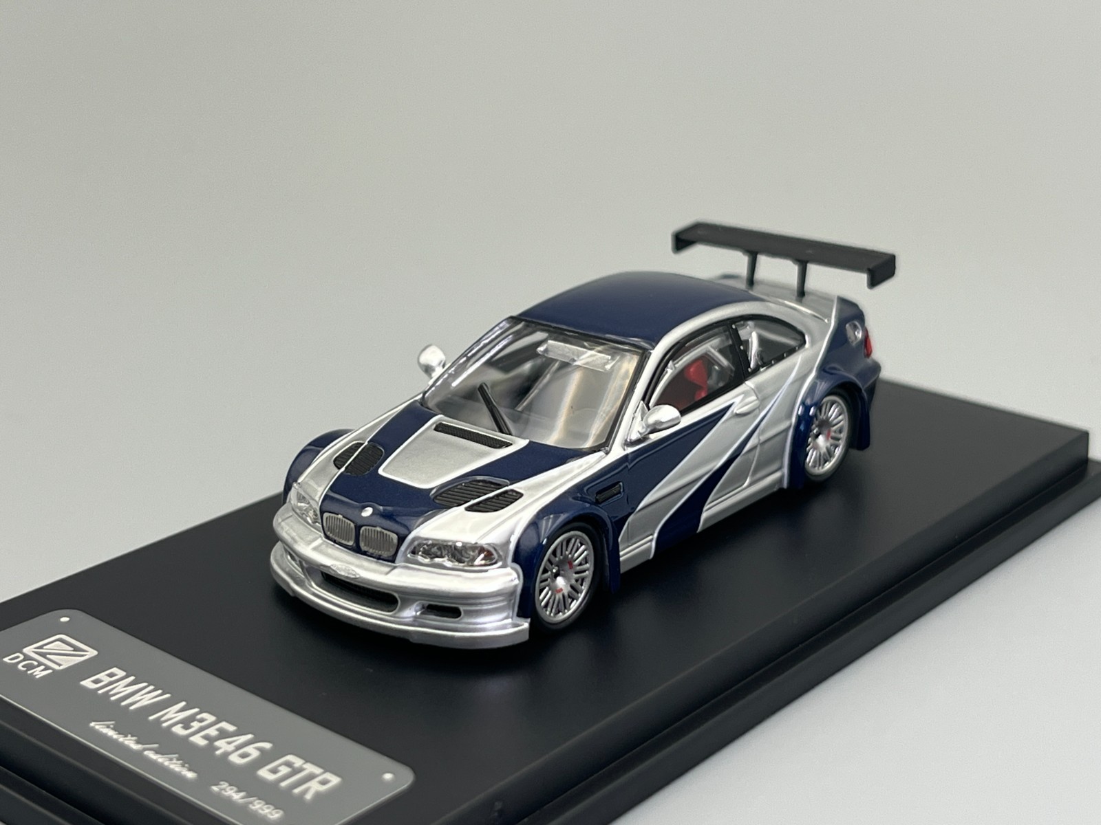 BMW E46 M3 GTR Need for Speed Most Wanted DCM Model 1/64 scale with display case